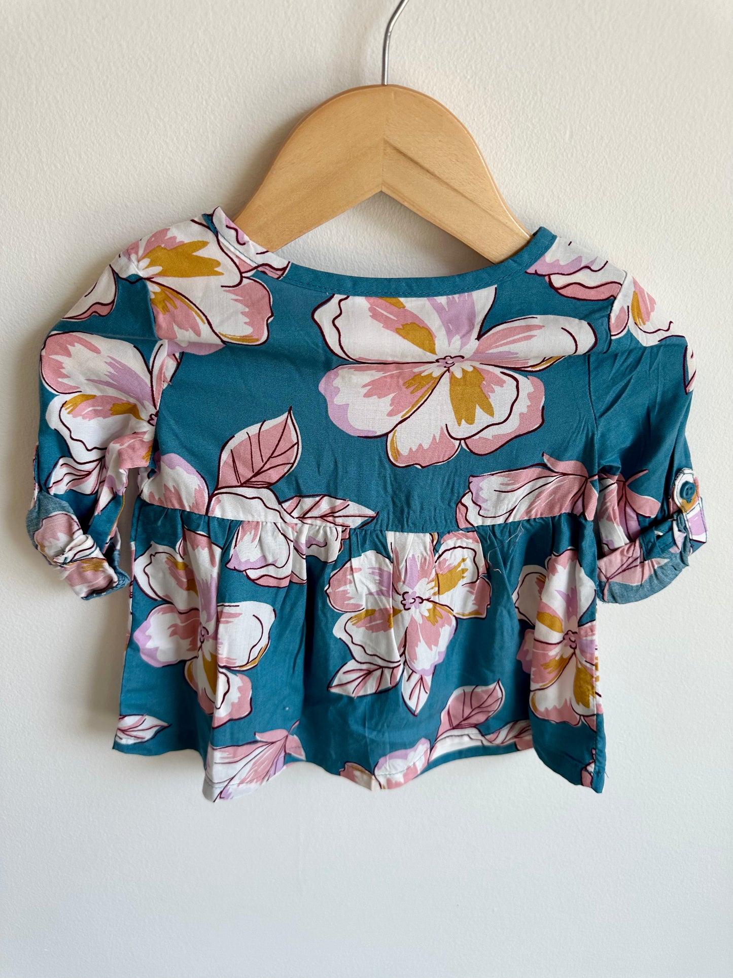 Teal Floral Top / 9m