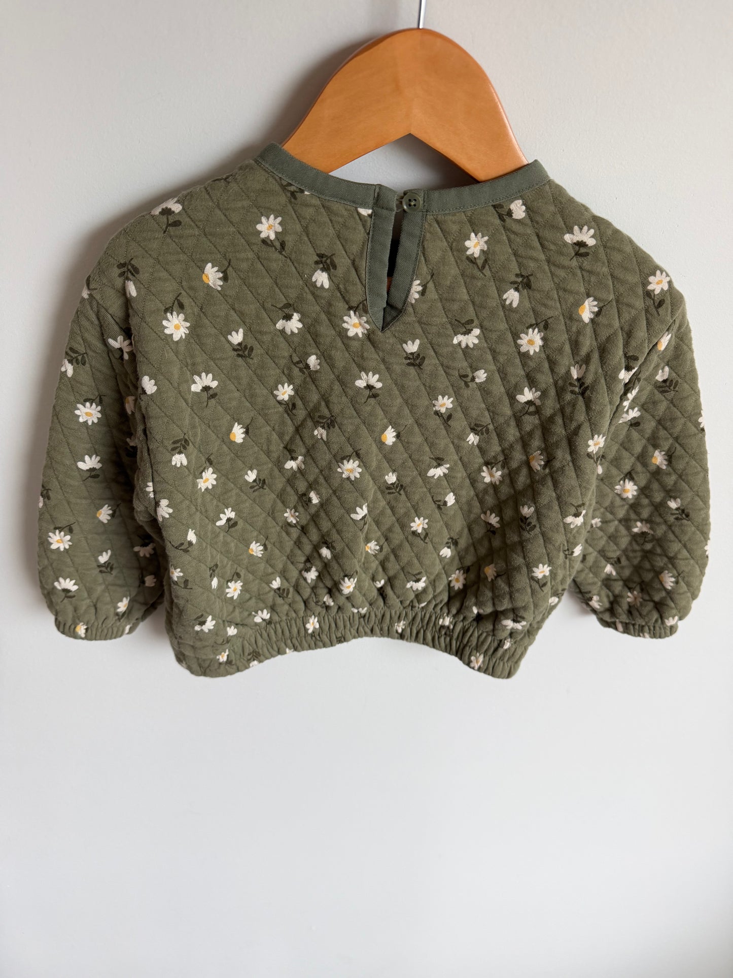 Green Quilted Daisy Sweater / 2T