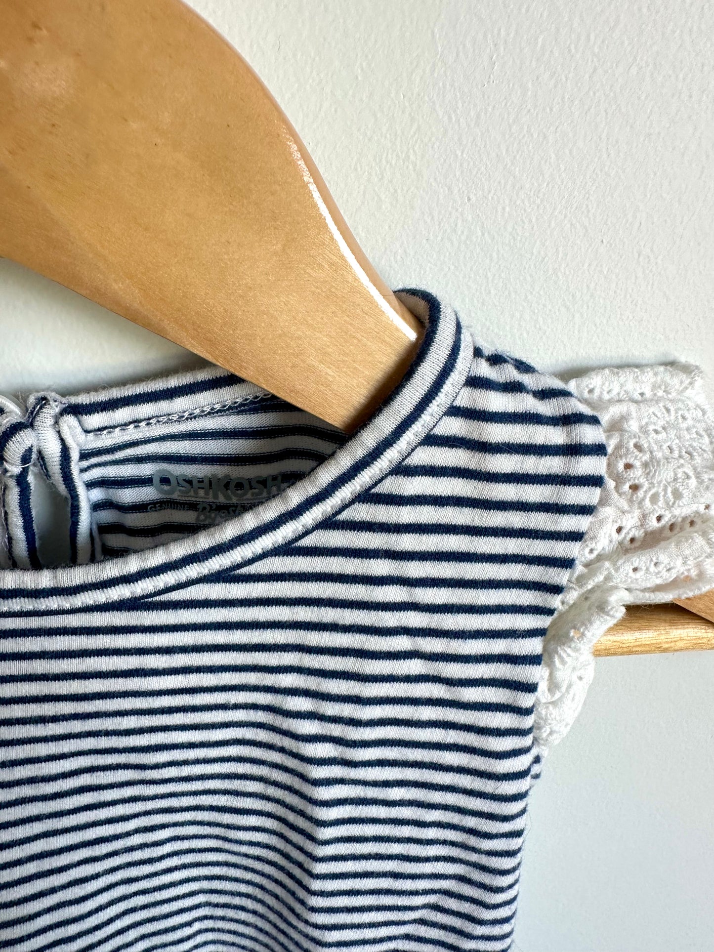 Stripe Ruffle Eyelet Sleeve Bodysuit / 9m