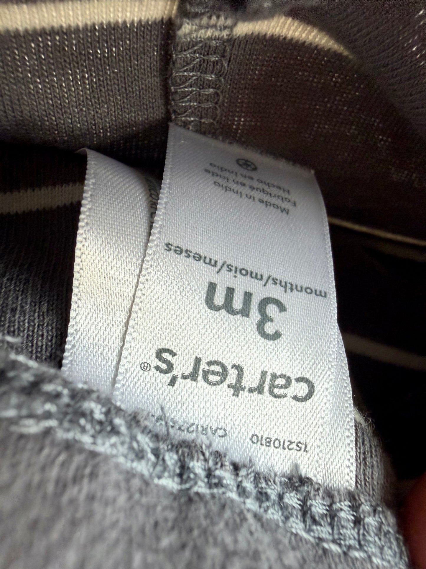 Grey Striped Tapered Pants / 3m