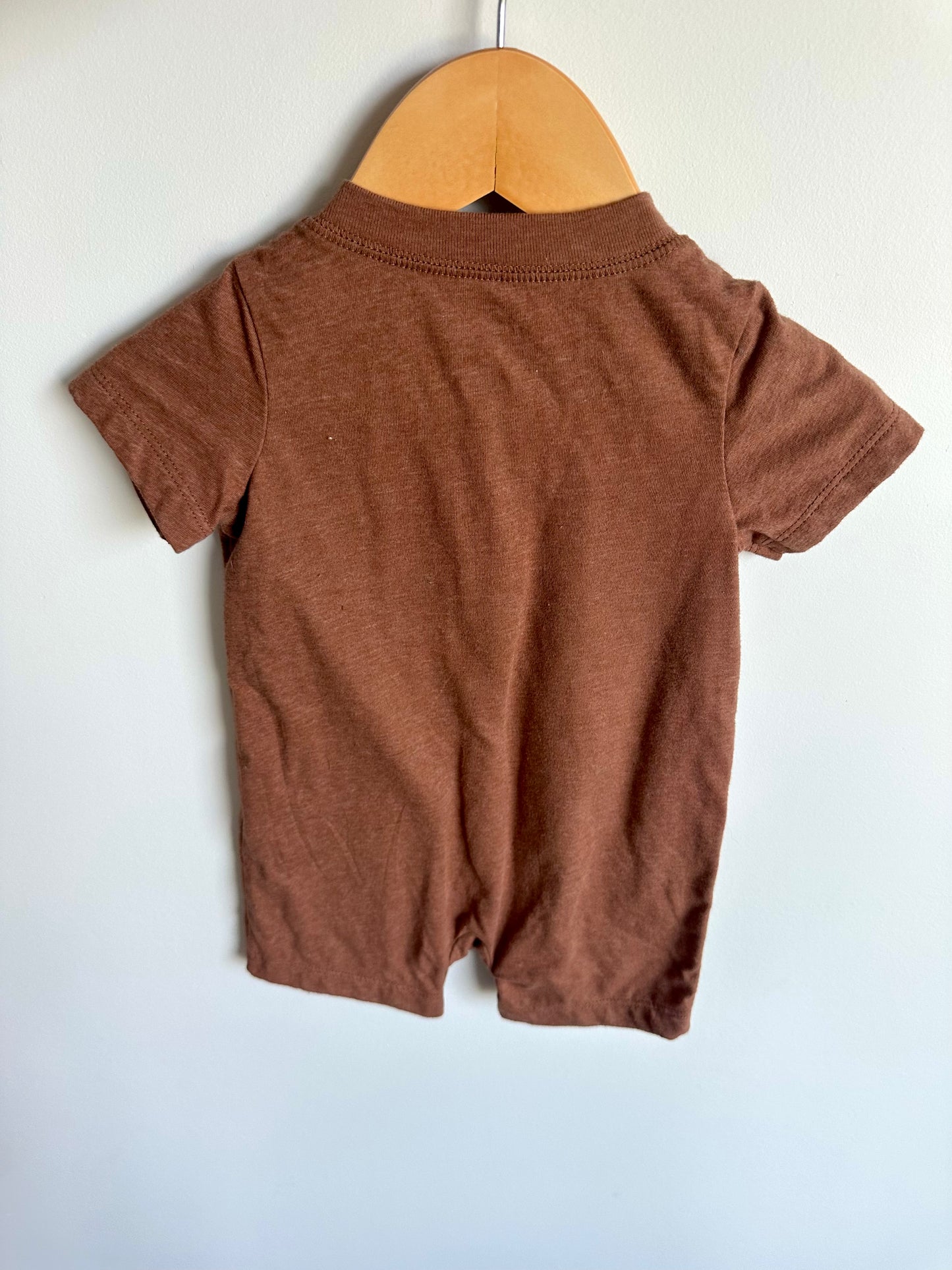 Brown Button Romper / 9m