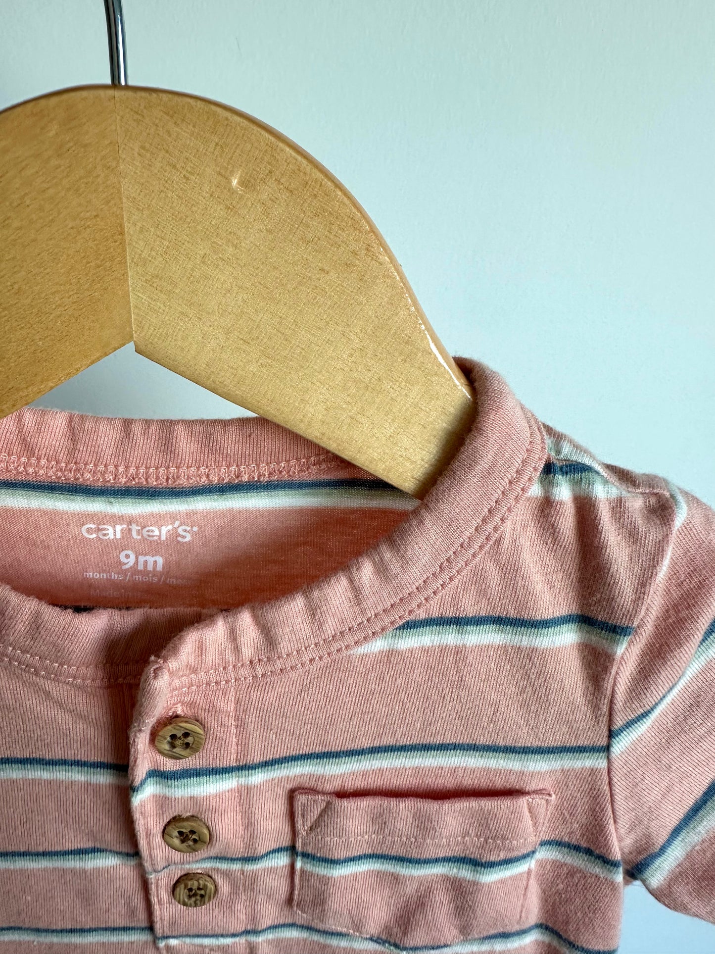 Salmon Stripe Romper / 9m