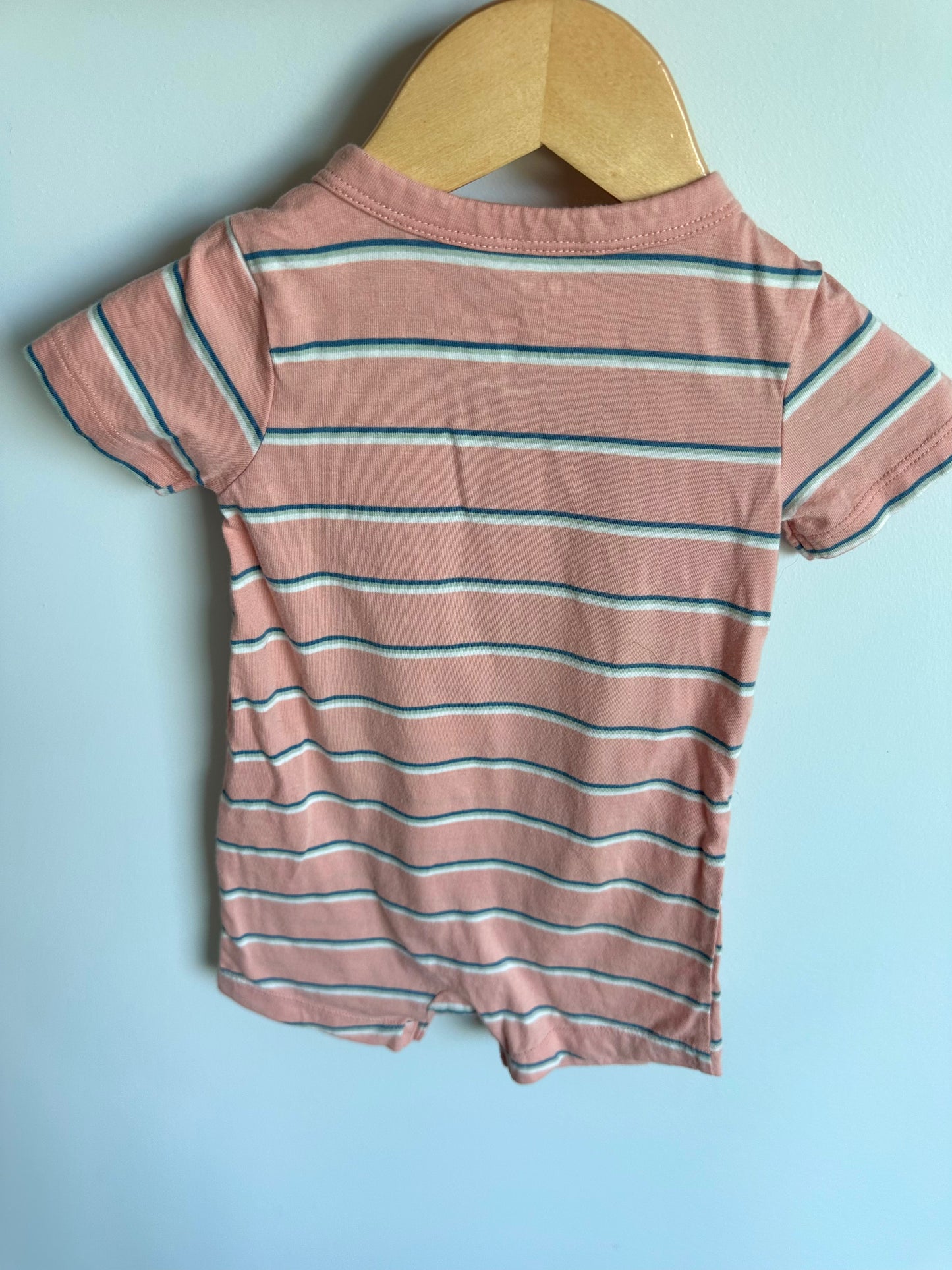 Salmon Stripe Romper / 9m
