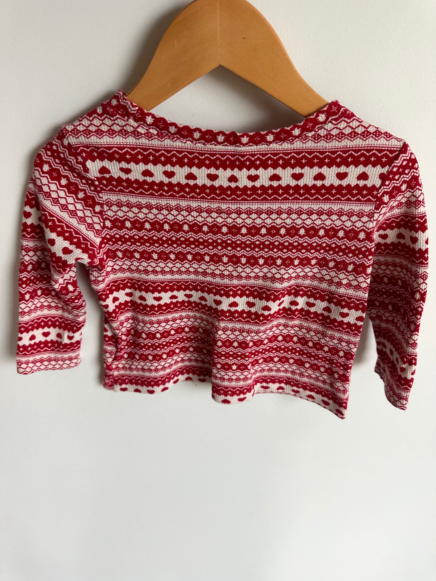Red Festive Waffle Knit Long Sleeve / 2T