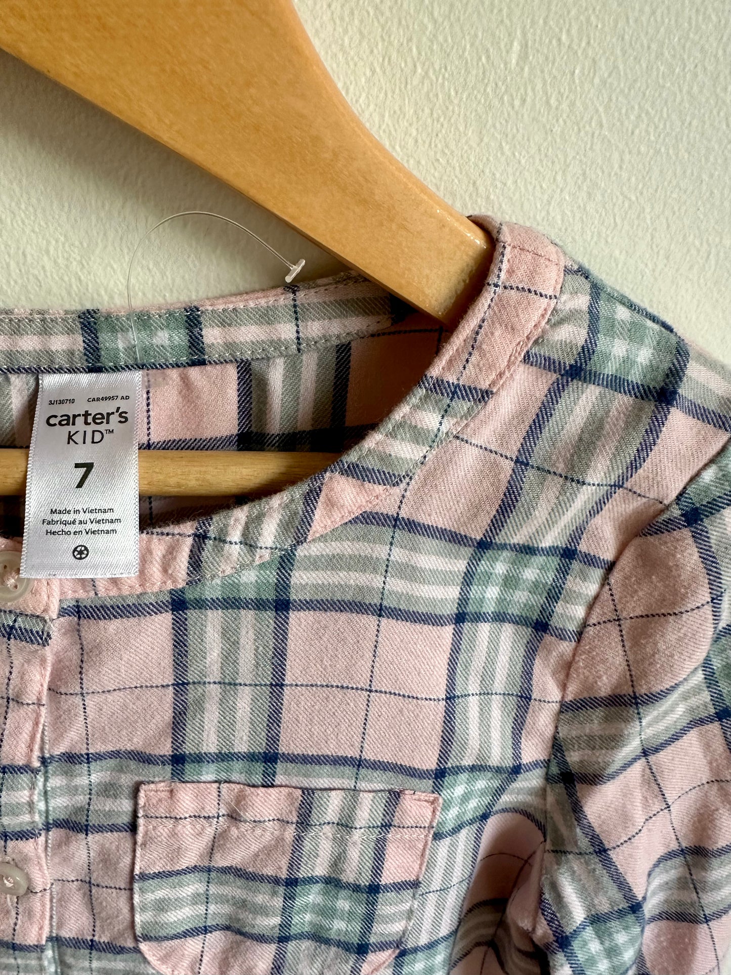 Pink Plaid Long Sleeve Dress / 7 years