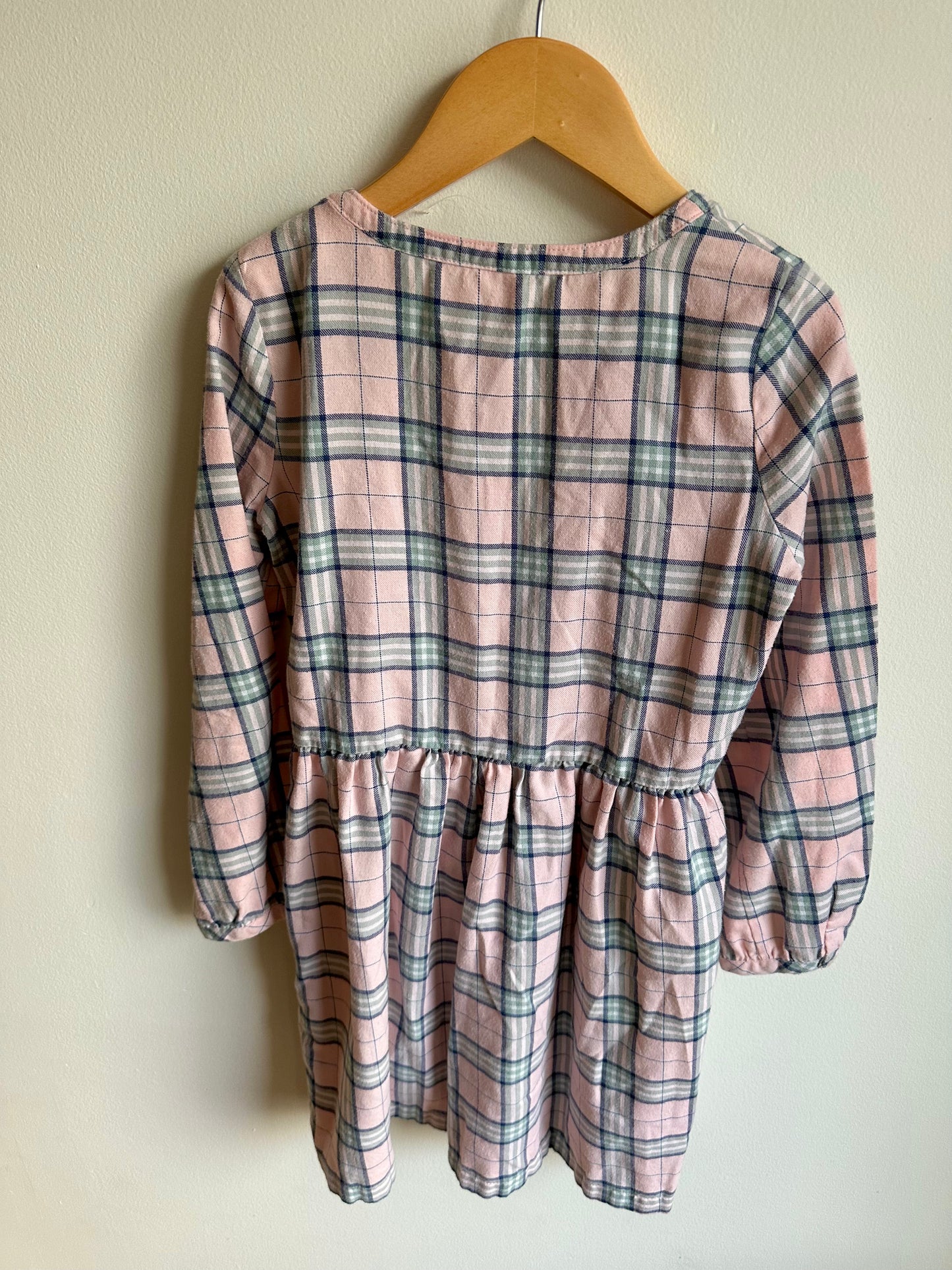 Pink Plaid Long Sleeve Dress / 7 years