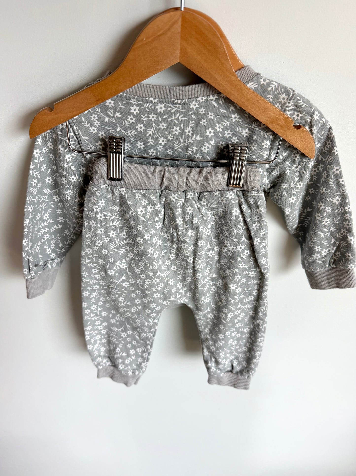 Grey Floral Sweater + Pants Set / 6-12m?