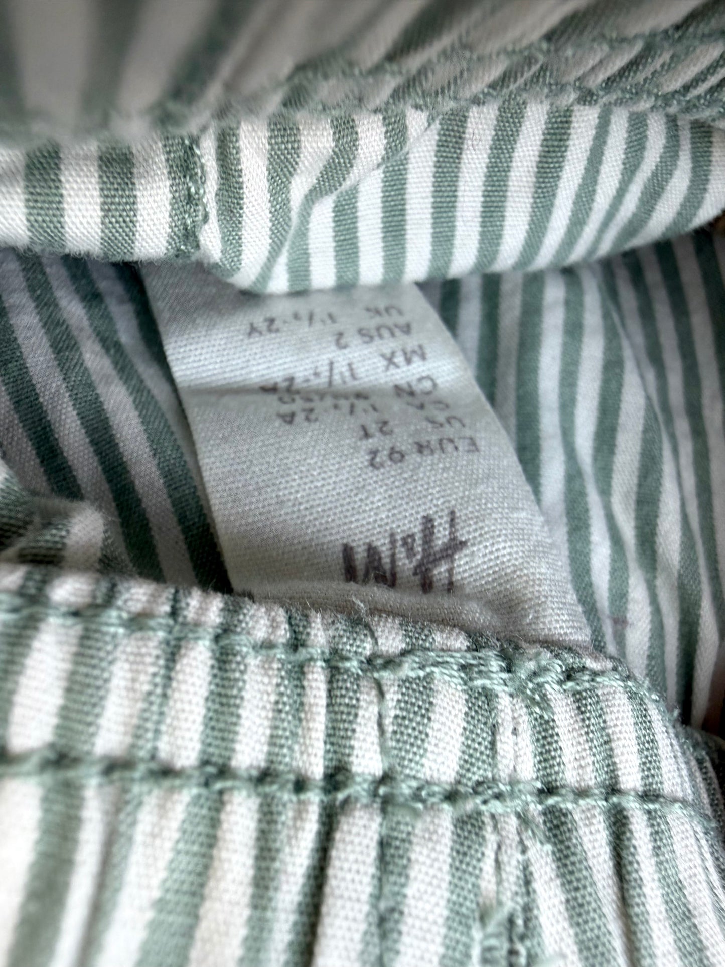 H&M Sage Vertical Stripe Shorts / 18m-2T