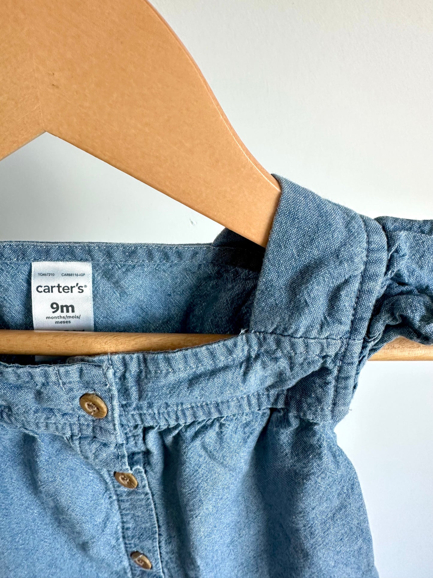 Chambray Ruffle Sleeve Top / 9m