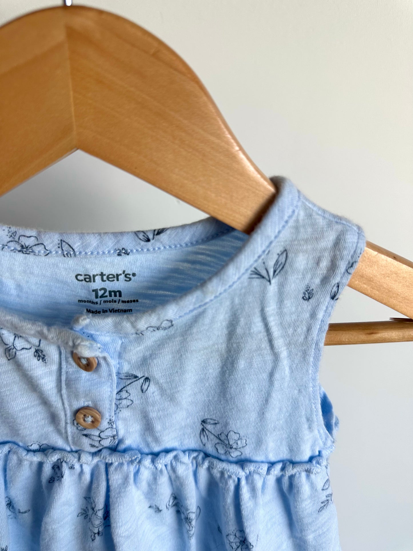 Light Blue Peplum Floral Top / 12m