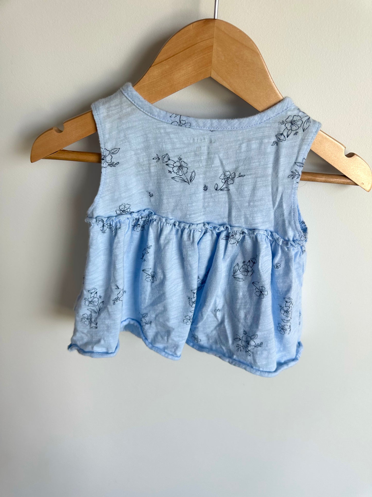 Light Blue Peplum Floral Top / 12m