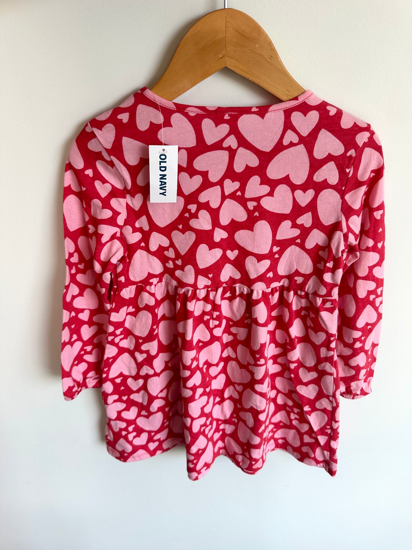 Heart Print Long Sleeve Dress / 4T