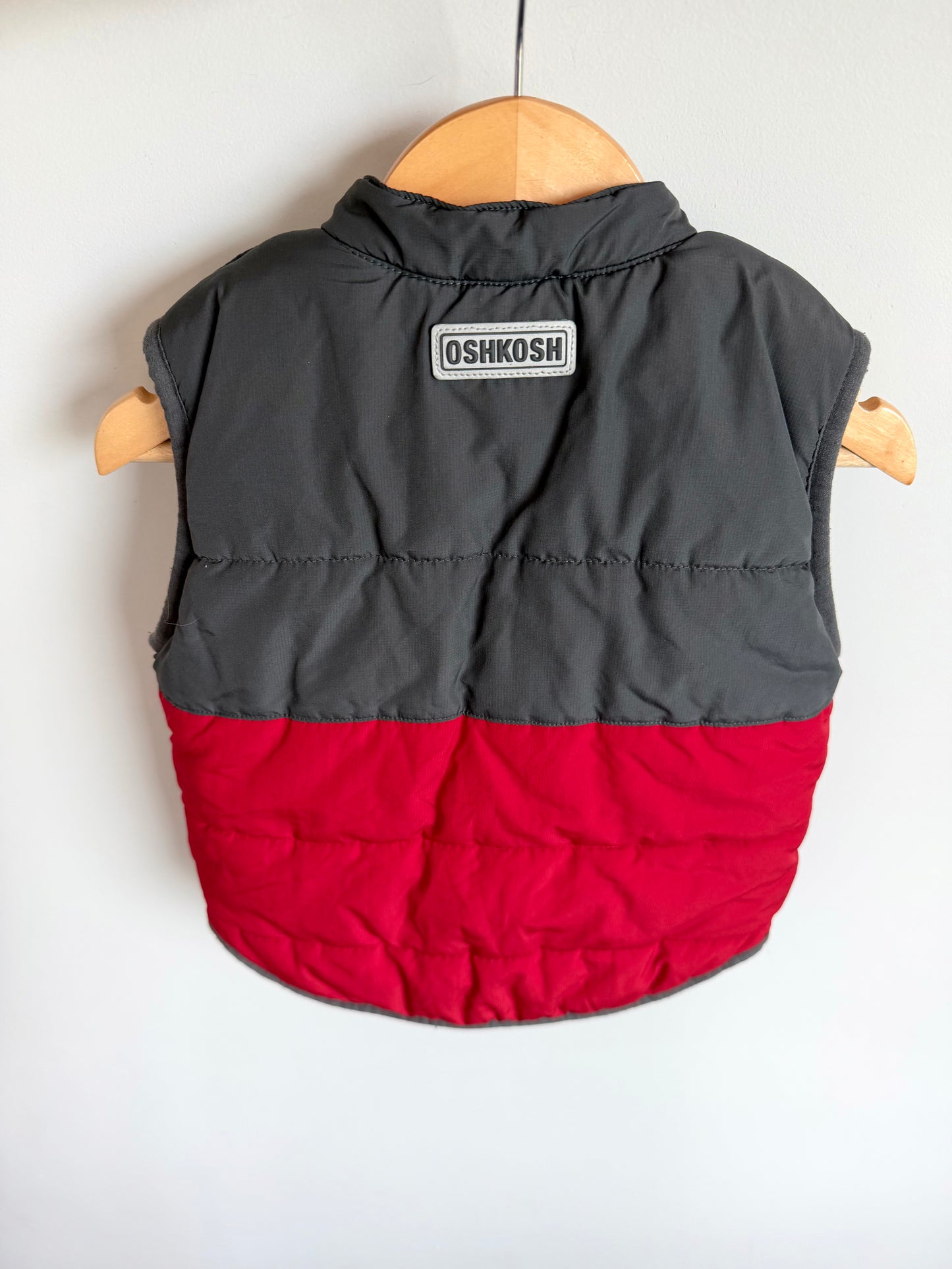 Fleece Lined Grey + Red Fleece Vest / 3T