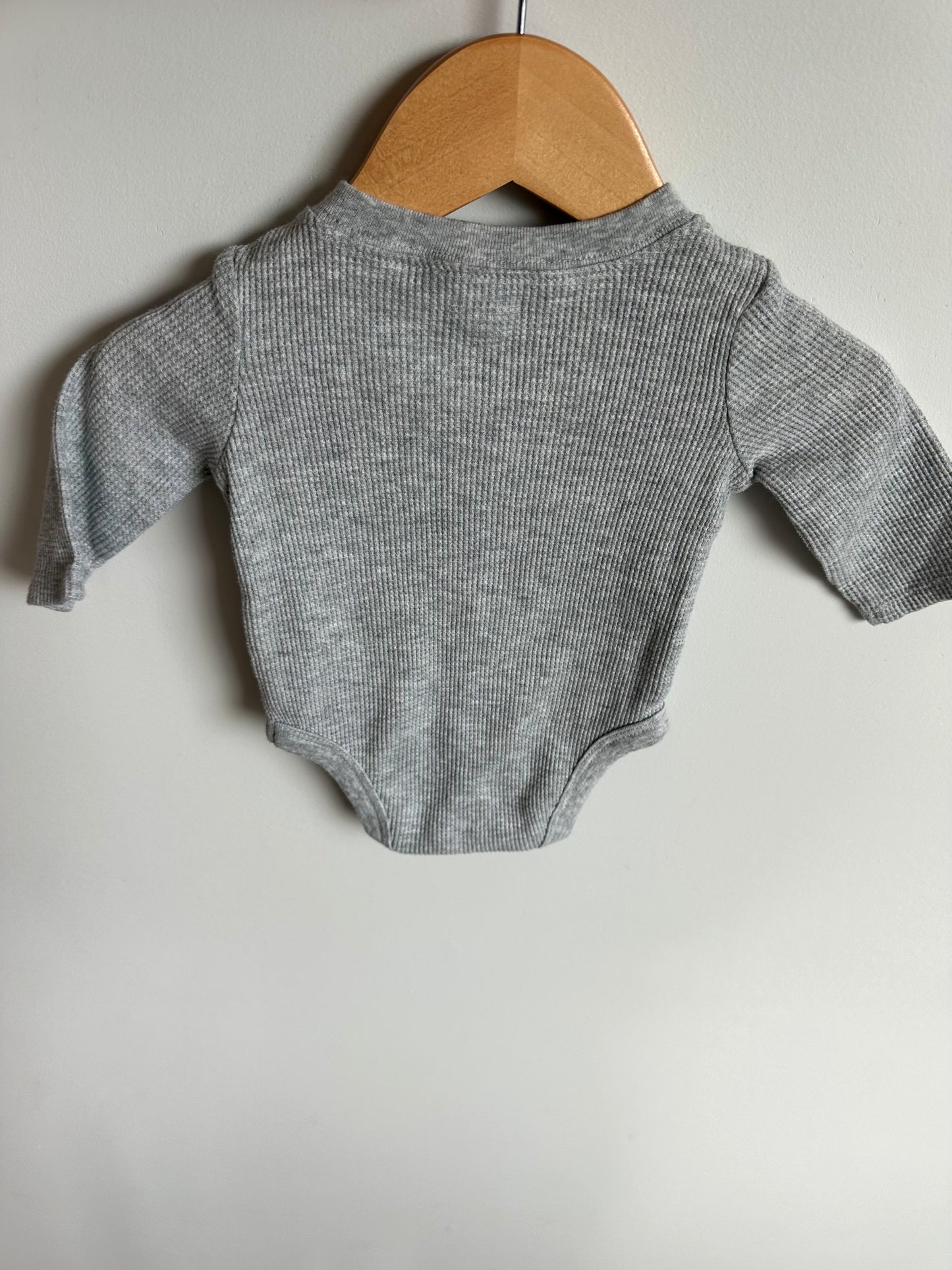 Grey Waffle Knit Bodysuit / 0-3m