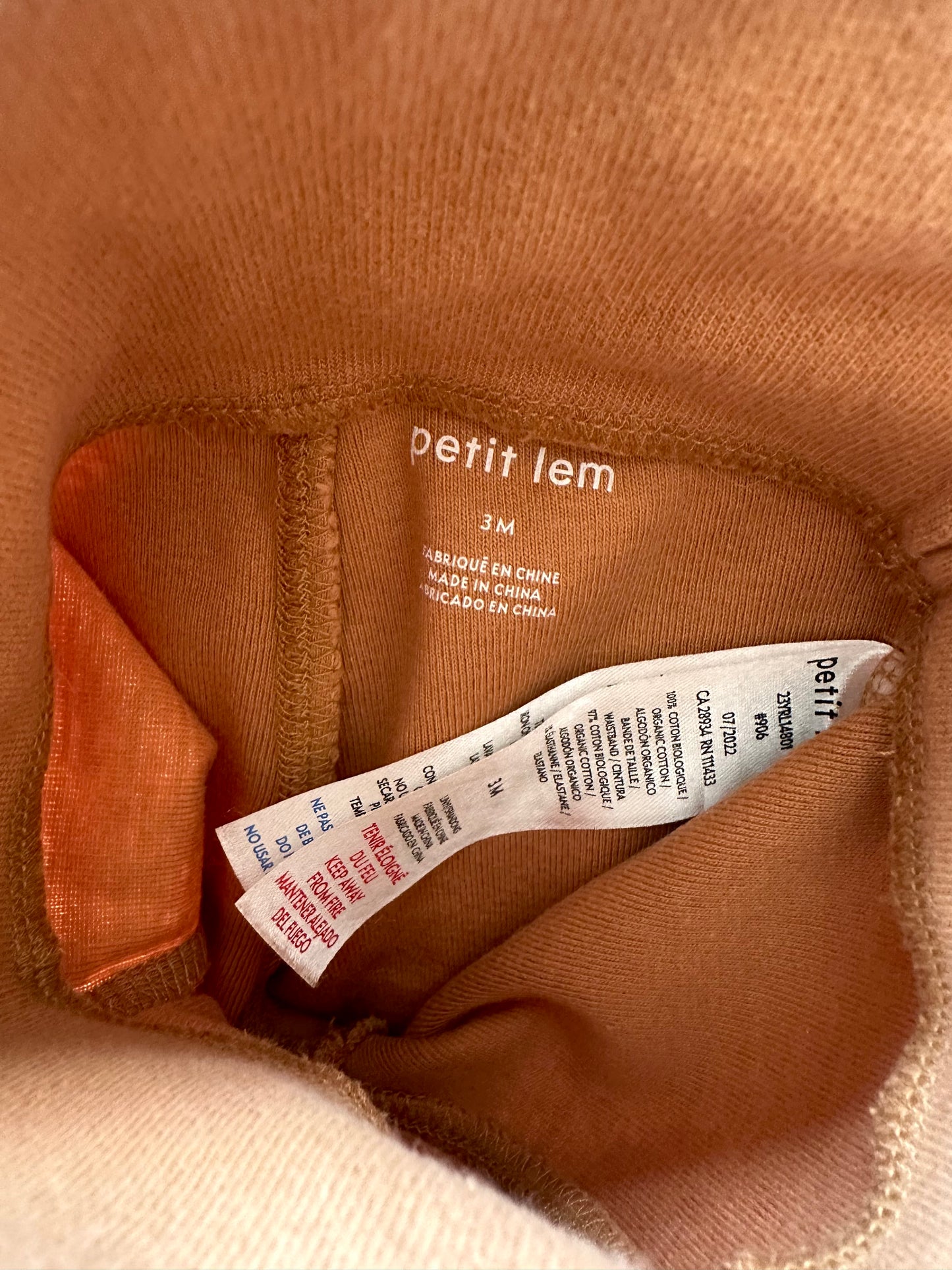 Petit Lem Tan Organic Pants / 3m