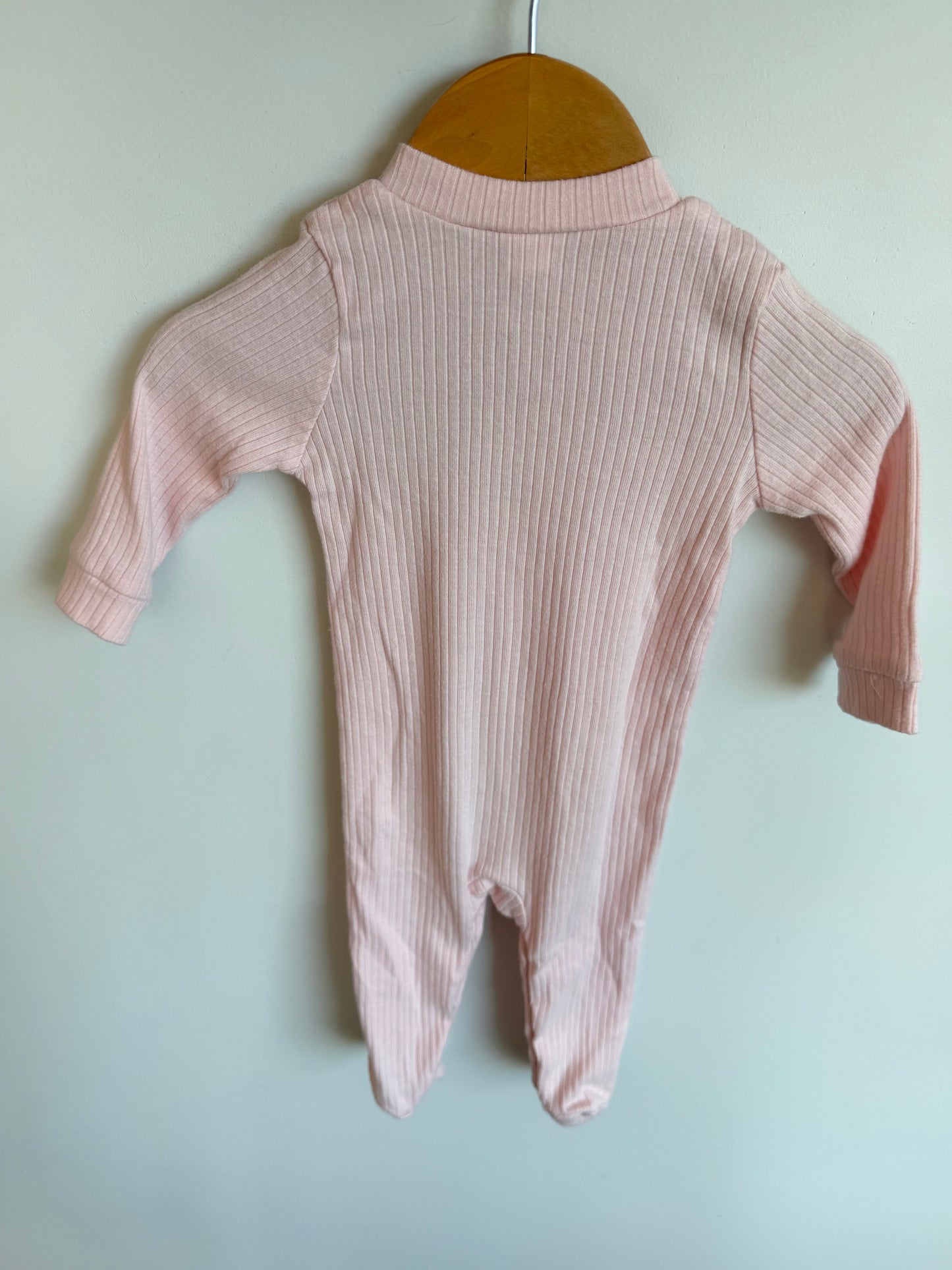 Pink Ribbed Bunny Sleeper / 3-6m
