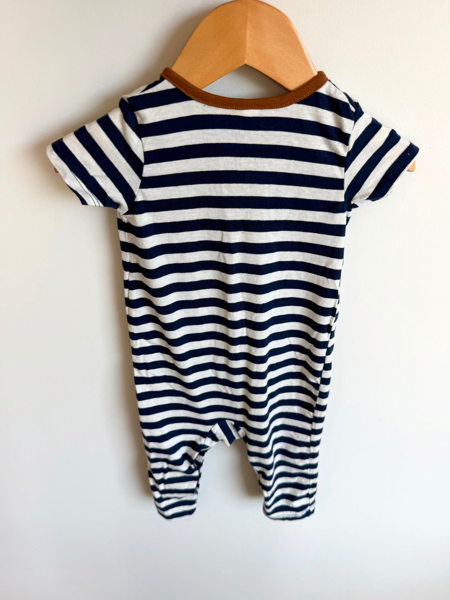 Tan + Navy Striped Jumpsuit / 12m