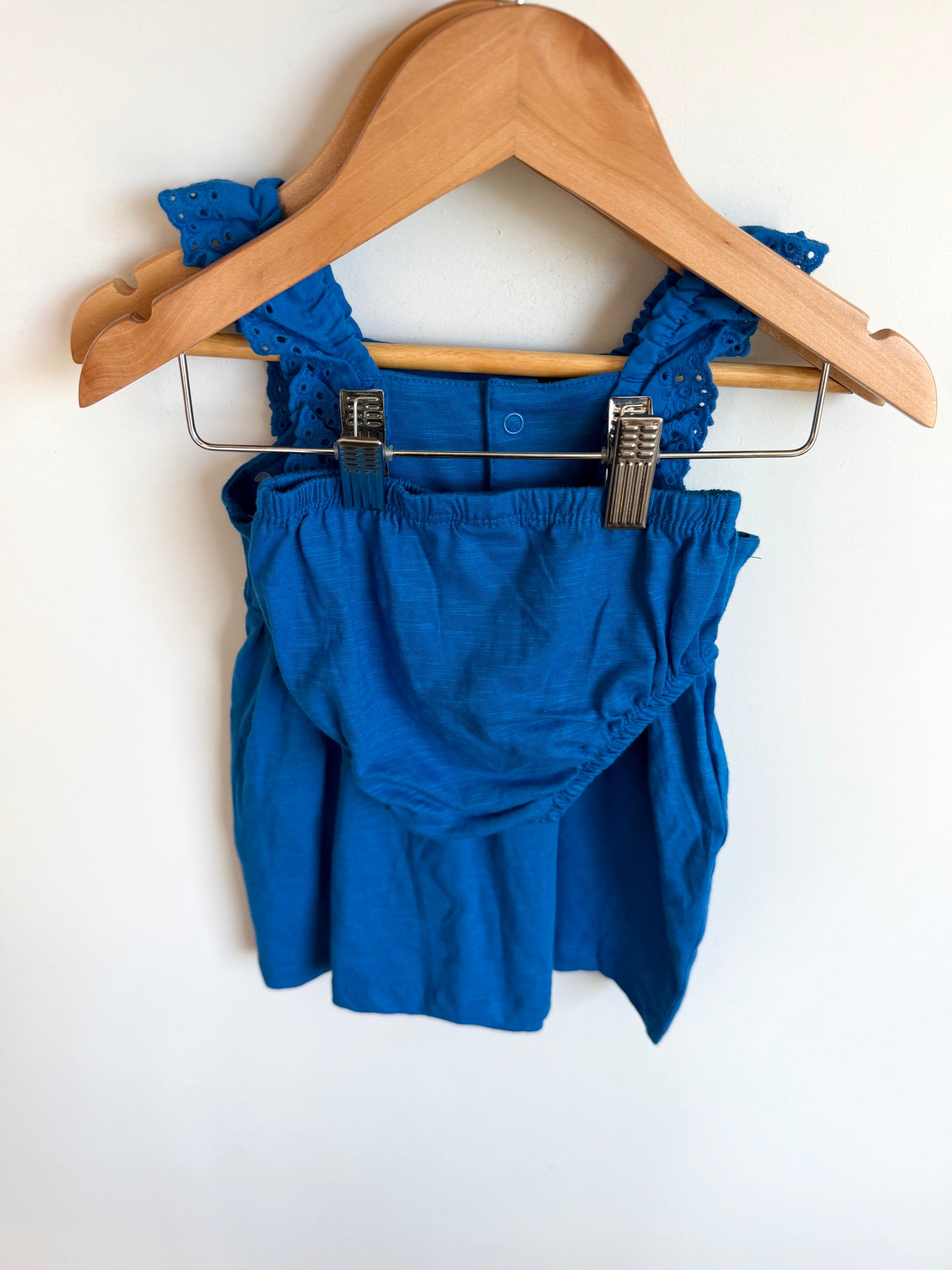 Blue Ruffle Dress + Bloomers Set (With Tags)/ 12m