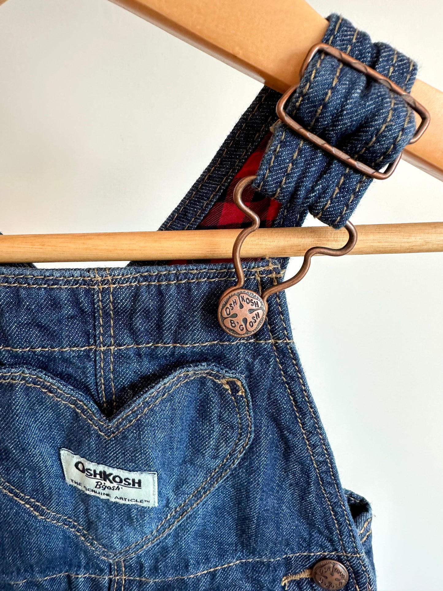 OshKosh Heart Plaid Lined Overalls / 9m