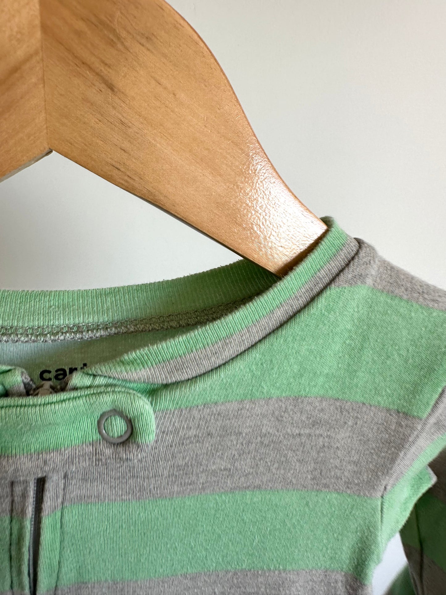 Dino Green Striped Footed Sleeper / 2T