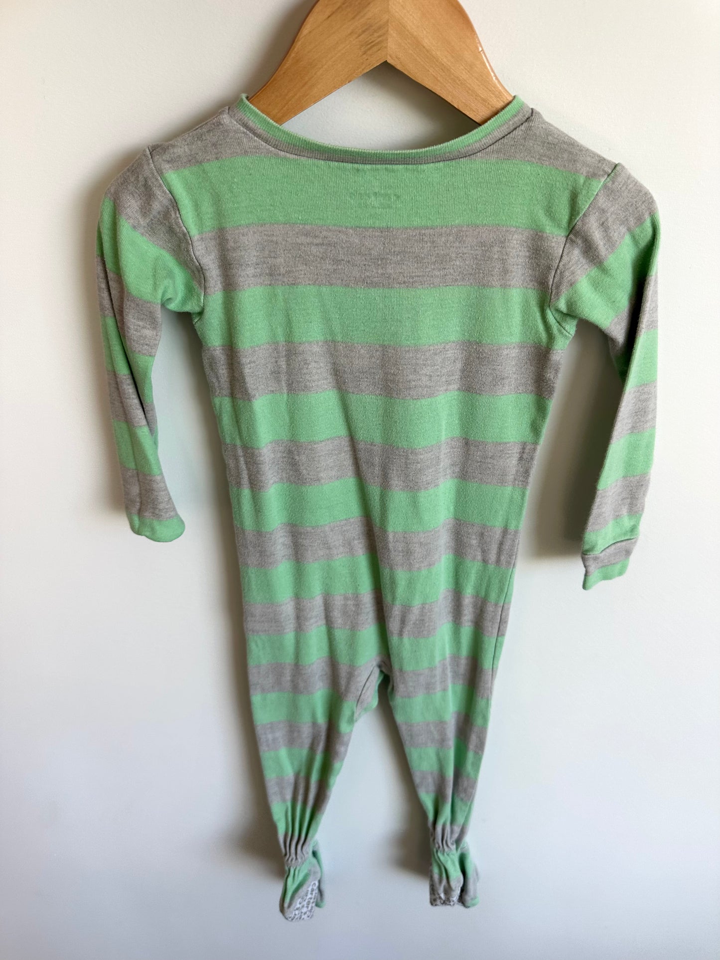 Dino Green Striped Footed Sleeper / 2T
