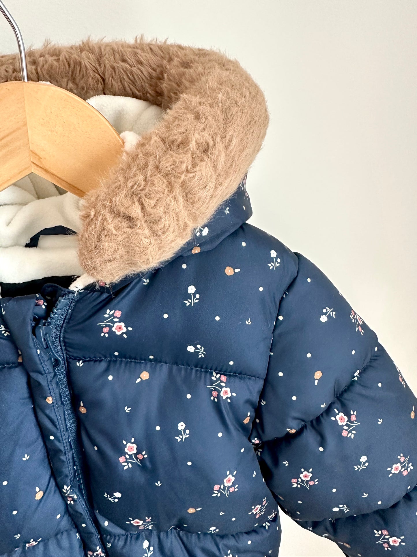 Floral Indigo Footed Bunting Suit / 6-12m