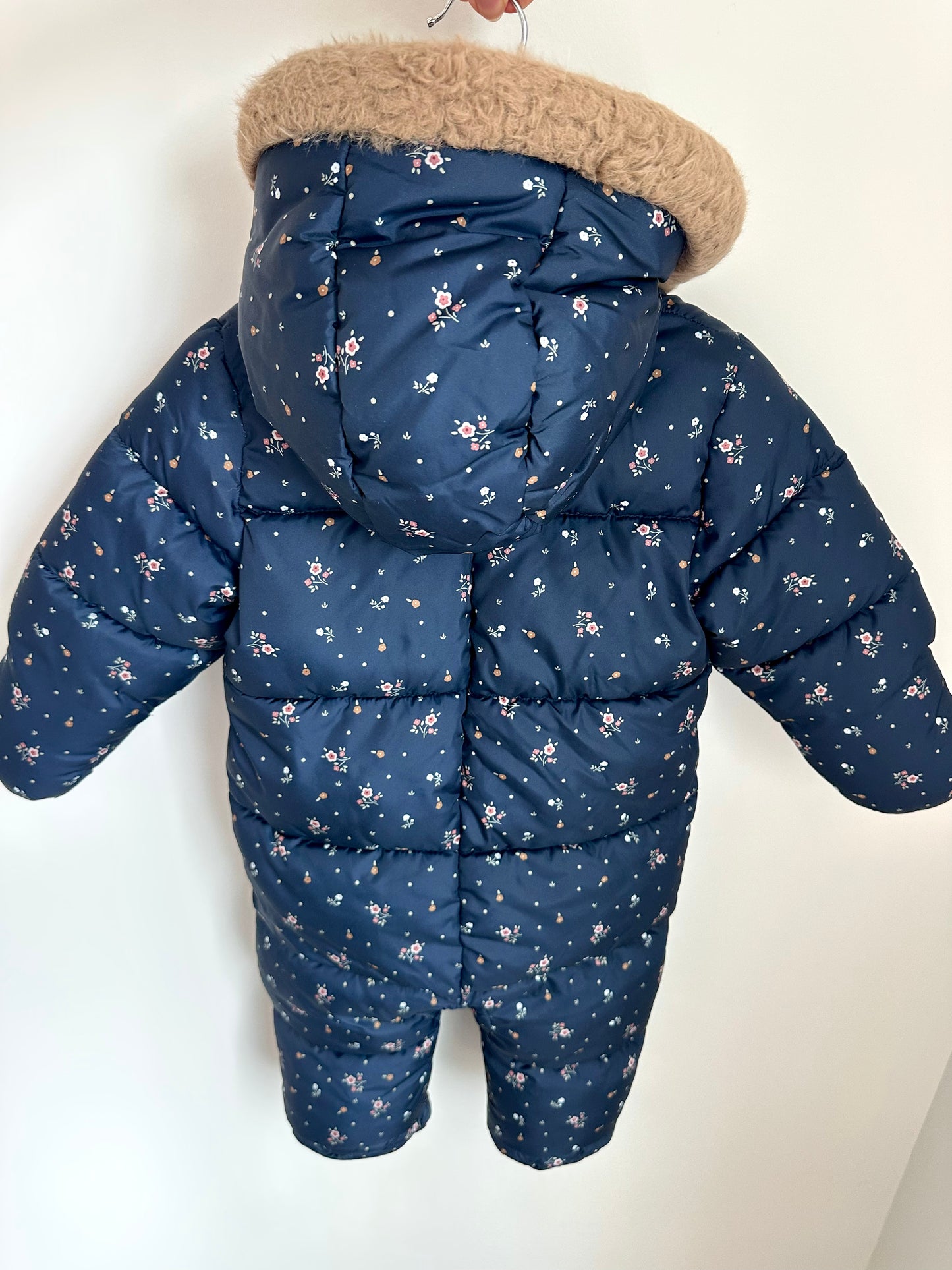 Floral Indigo Footed Bunting Suit / 6-12m