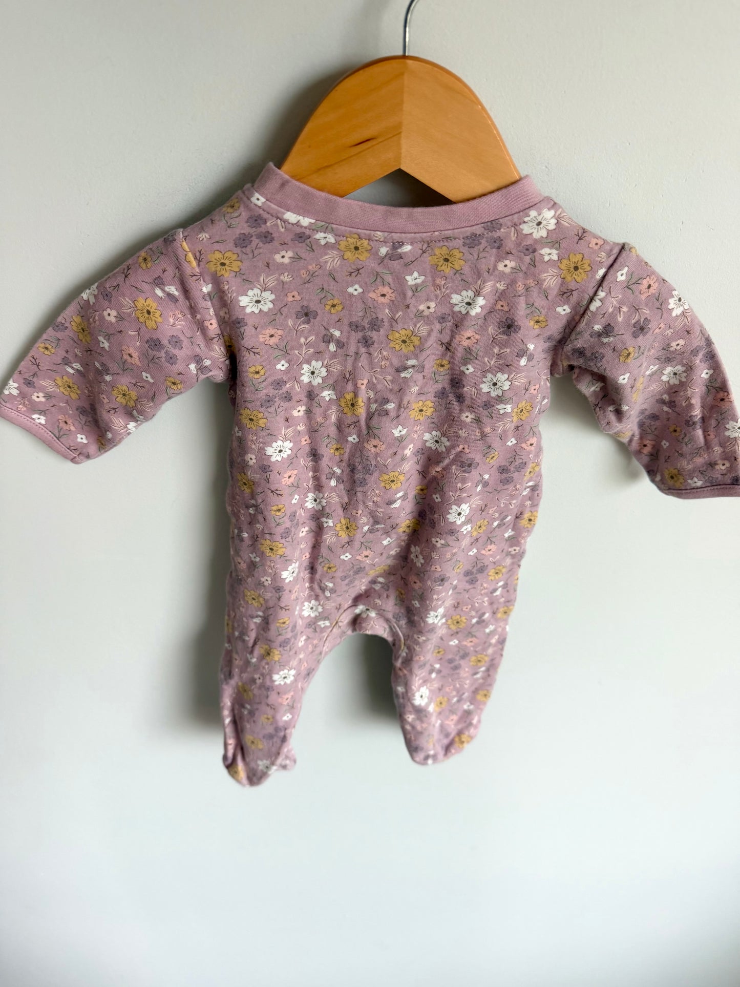 Purple Flower Sleeper / 0-3m