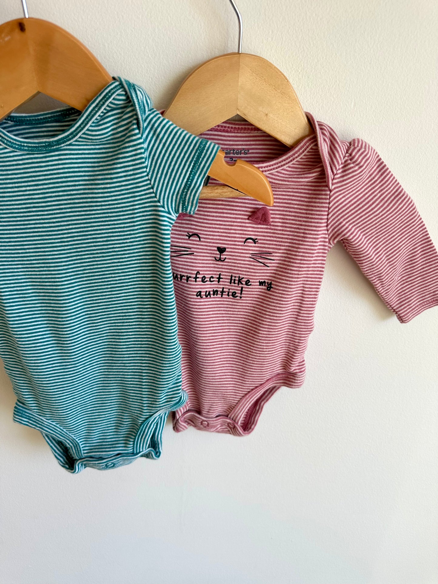 Green + Red Stripe Bodysuits / 3m