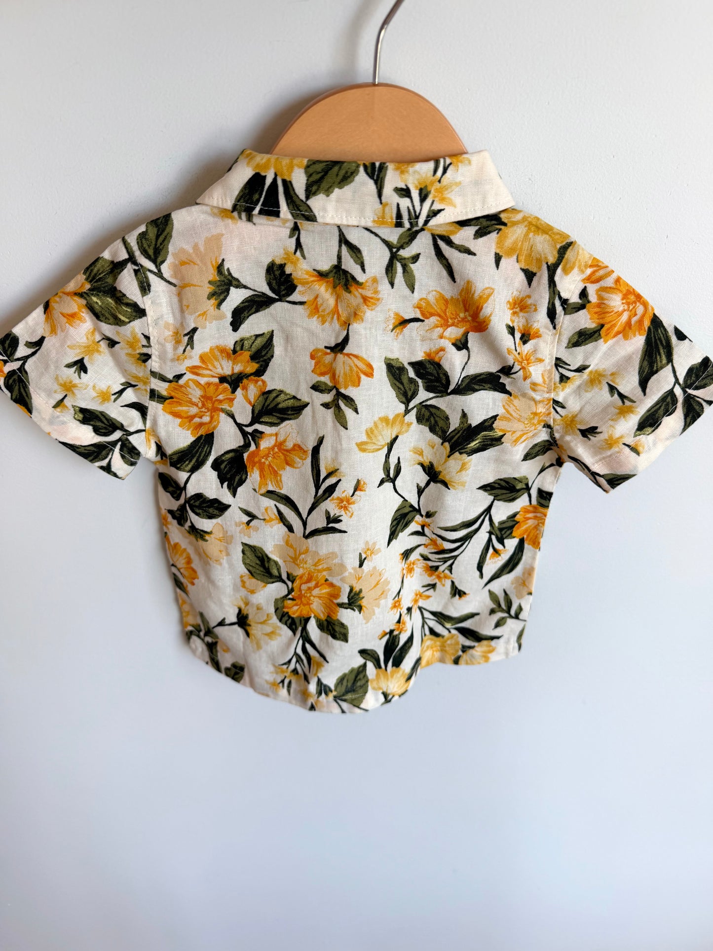 Tropical Linen Button Up T-Shirt / 6-12m
