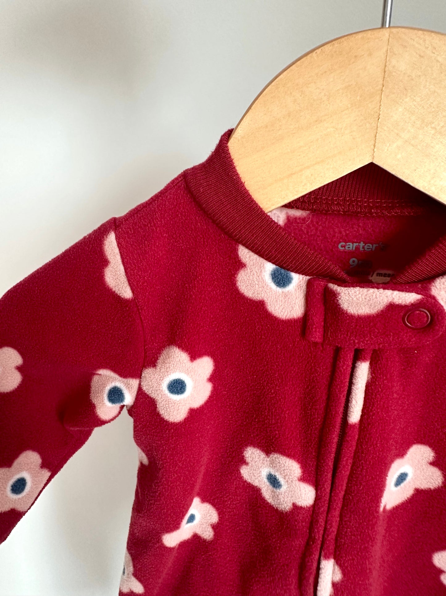 Fleece Flower Maroon Sleeper / 9m