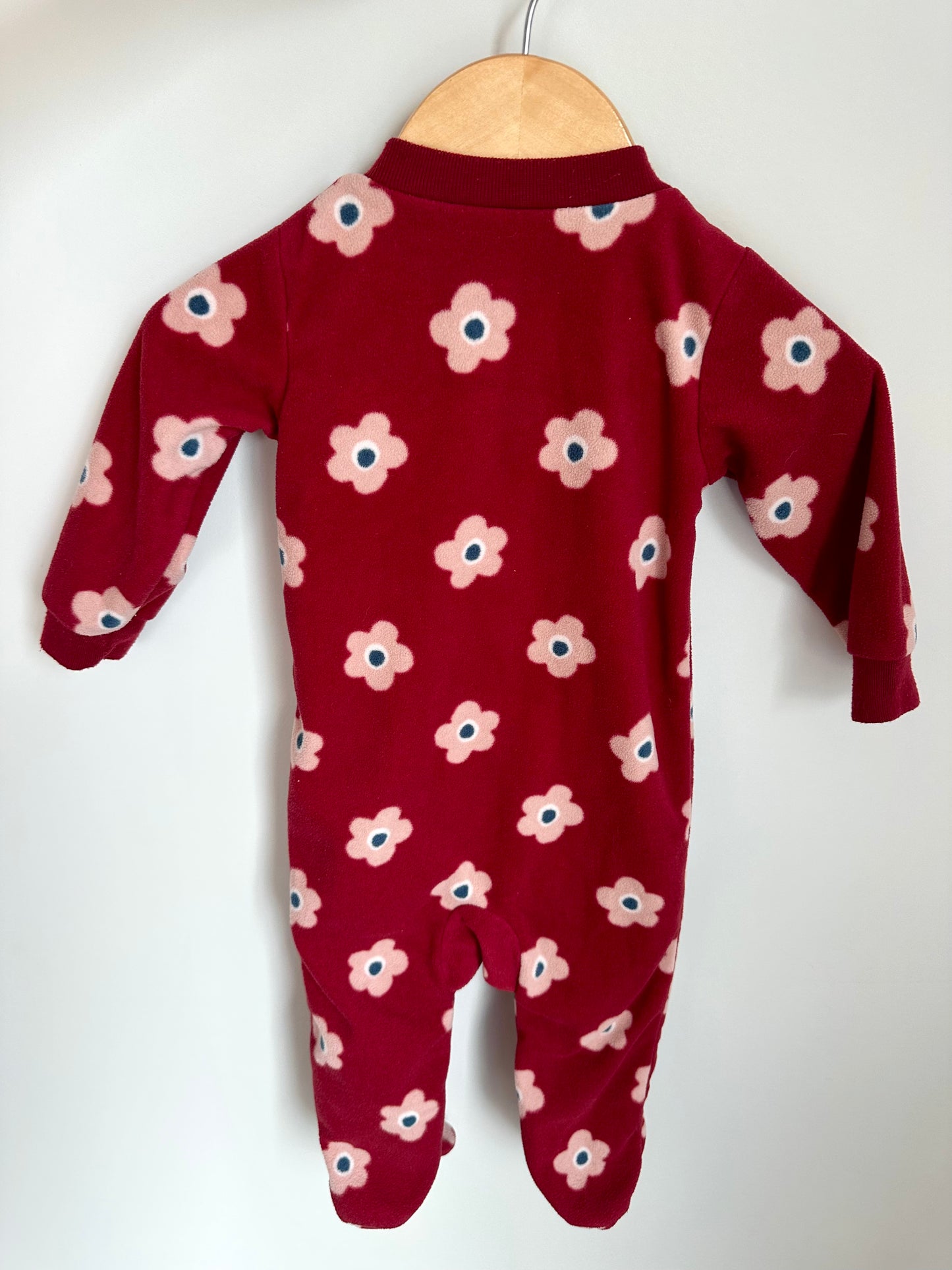 Fleece Flower Maroon Sleeper / 9m