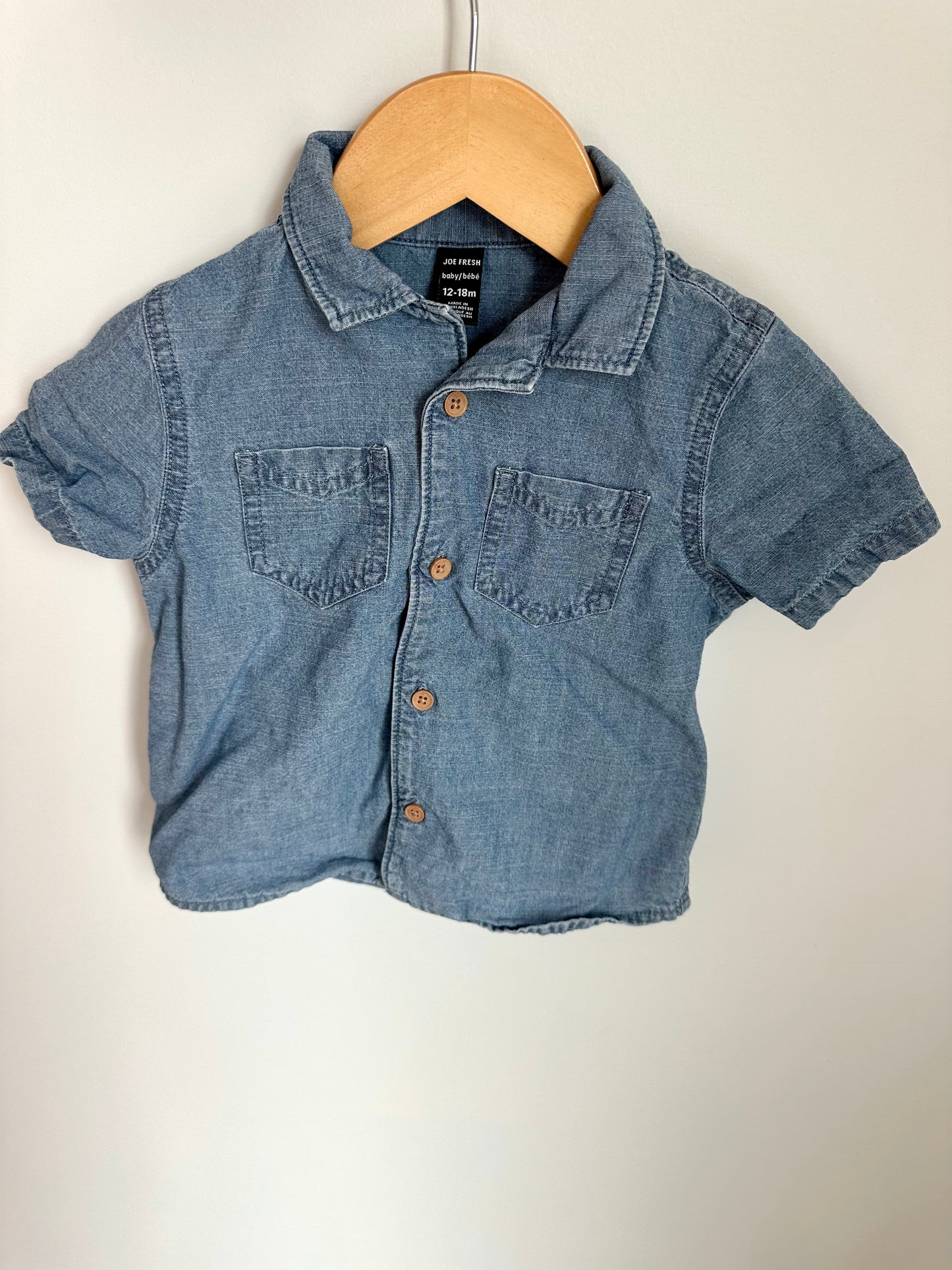 Button Up Chambray T-Shirt / 12-18m