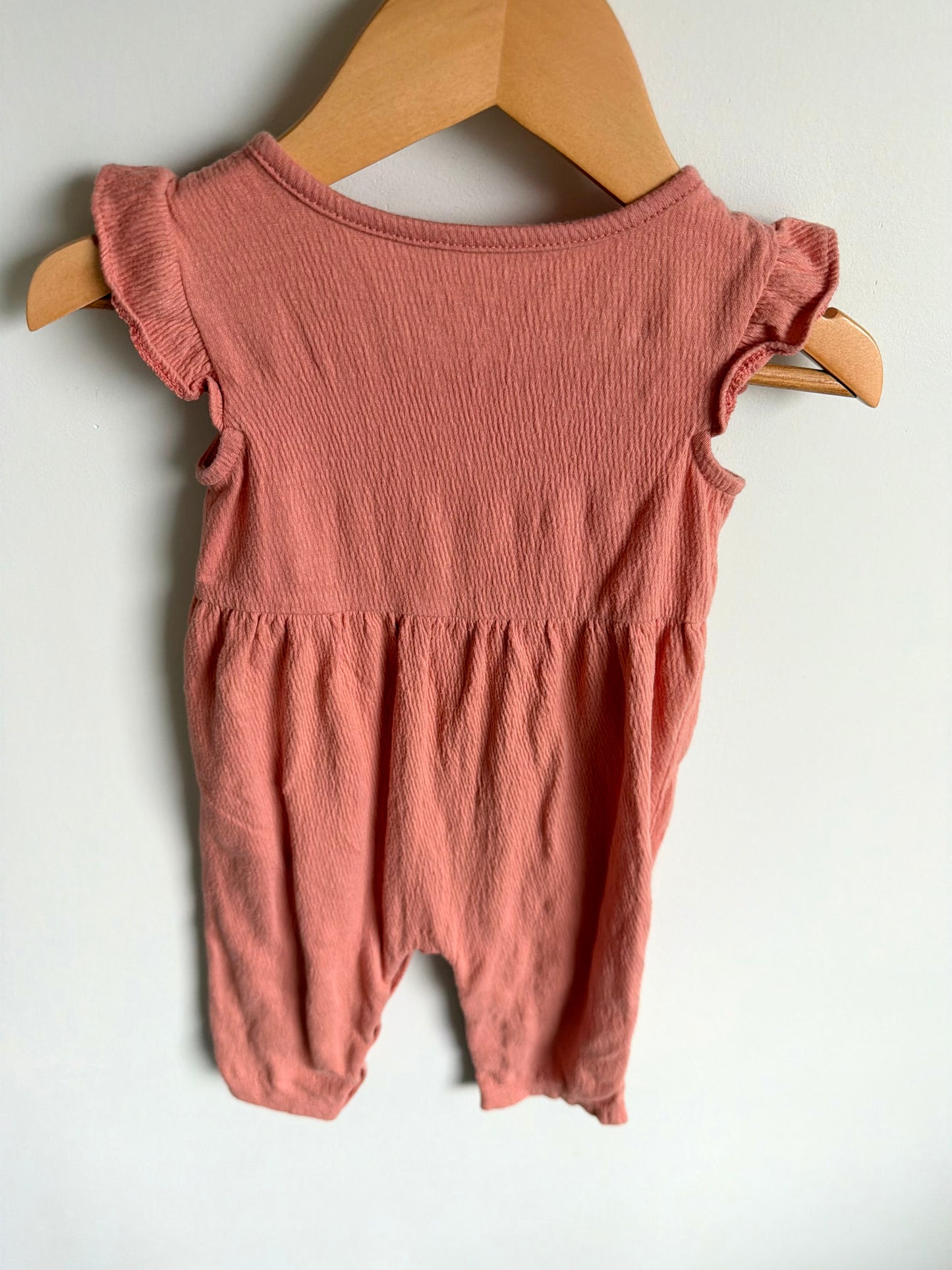 Peach Ruffle Jumpsuit / 9m