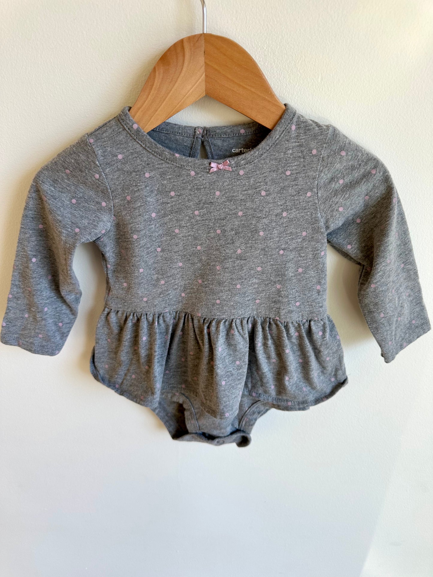 Grey Polka Dot Skirt Bodysuit / 12m