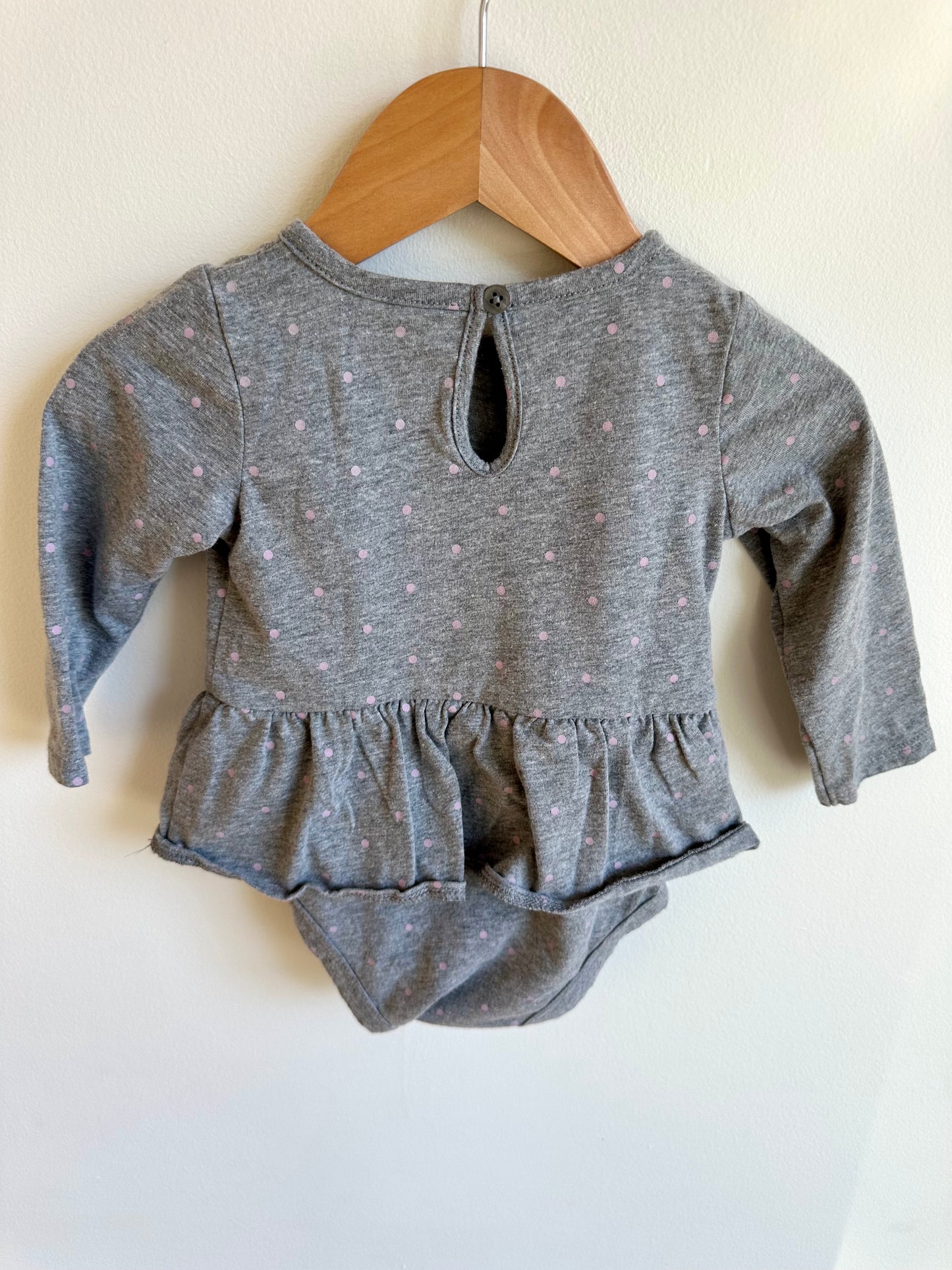 Grey Polka Dot Skirt Bodysuit / 12m