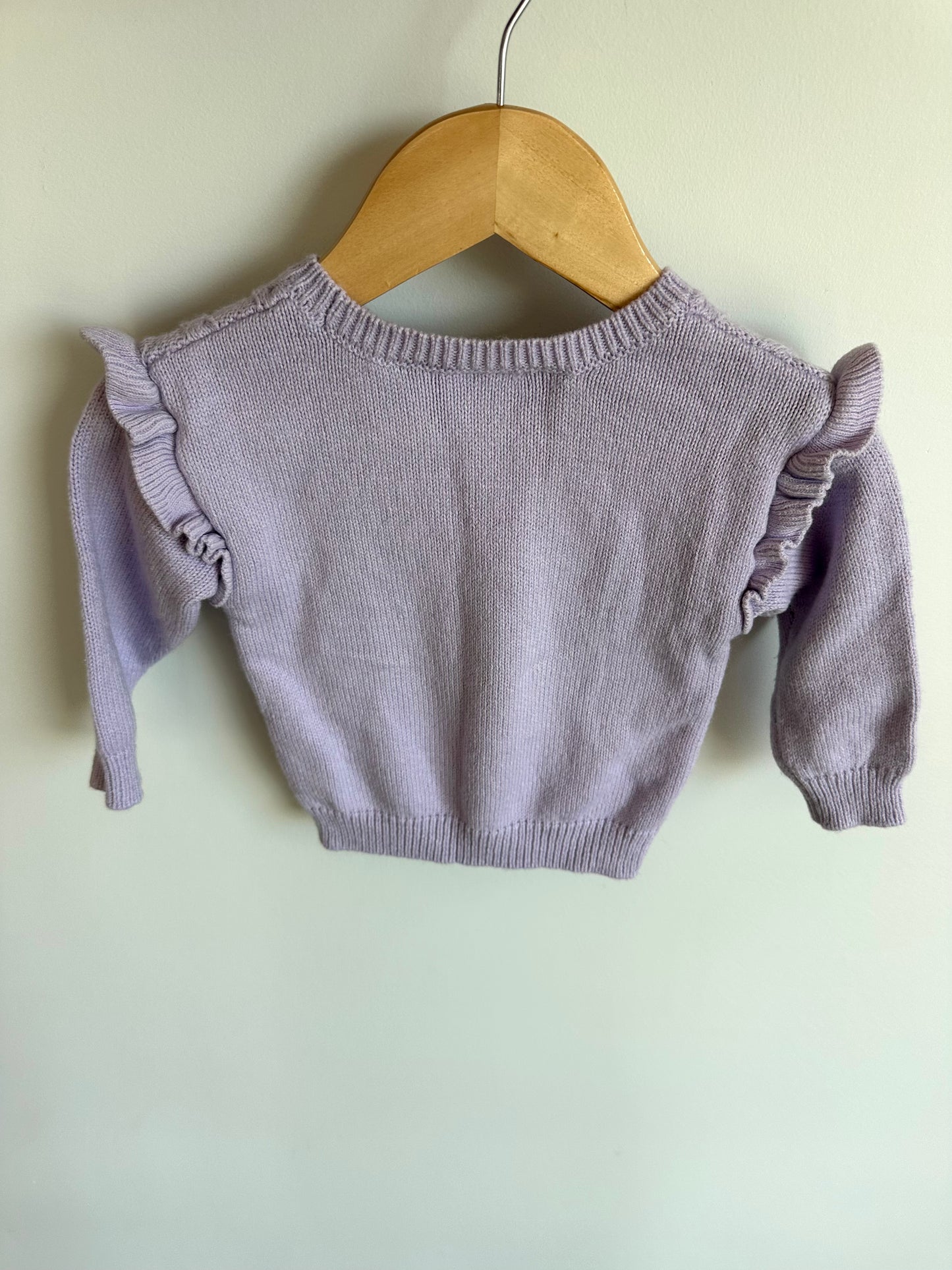 Lavender Ruffle Sleeve Sweater / 12m