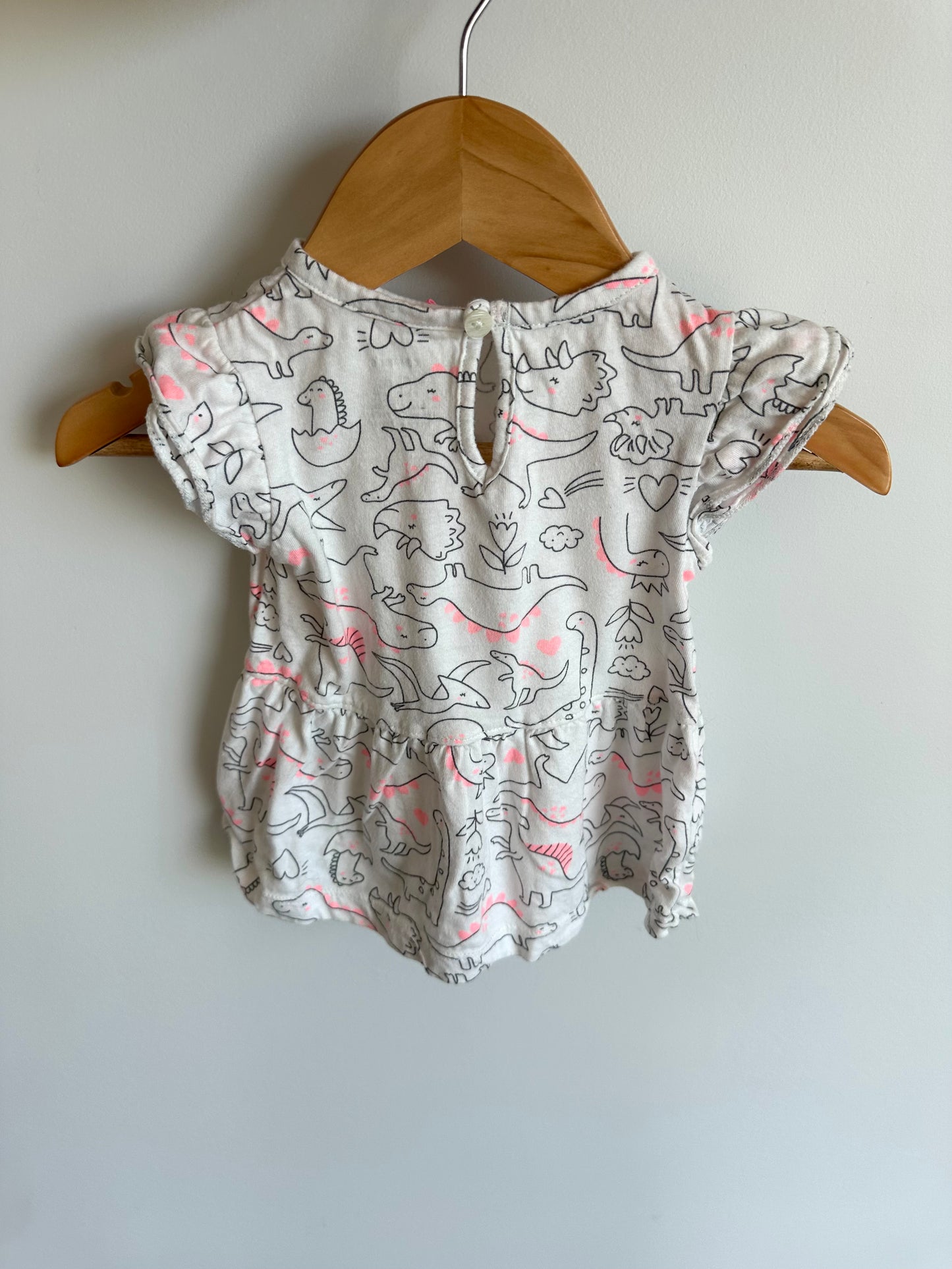 Dino Ruffle Sleeve Top / 12m