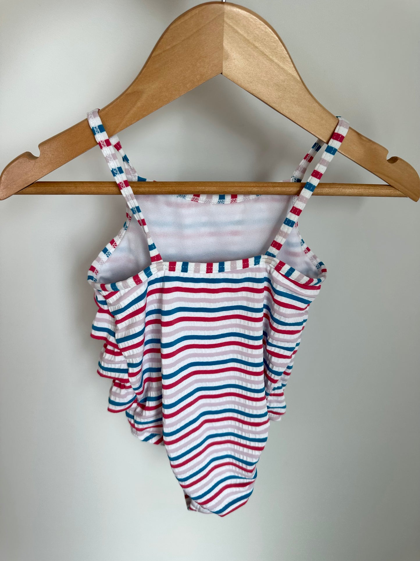 Striped Ruffle Swim Suit / 12-18m