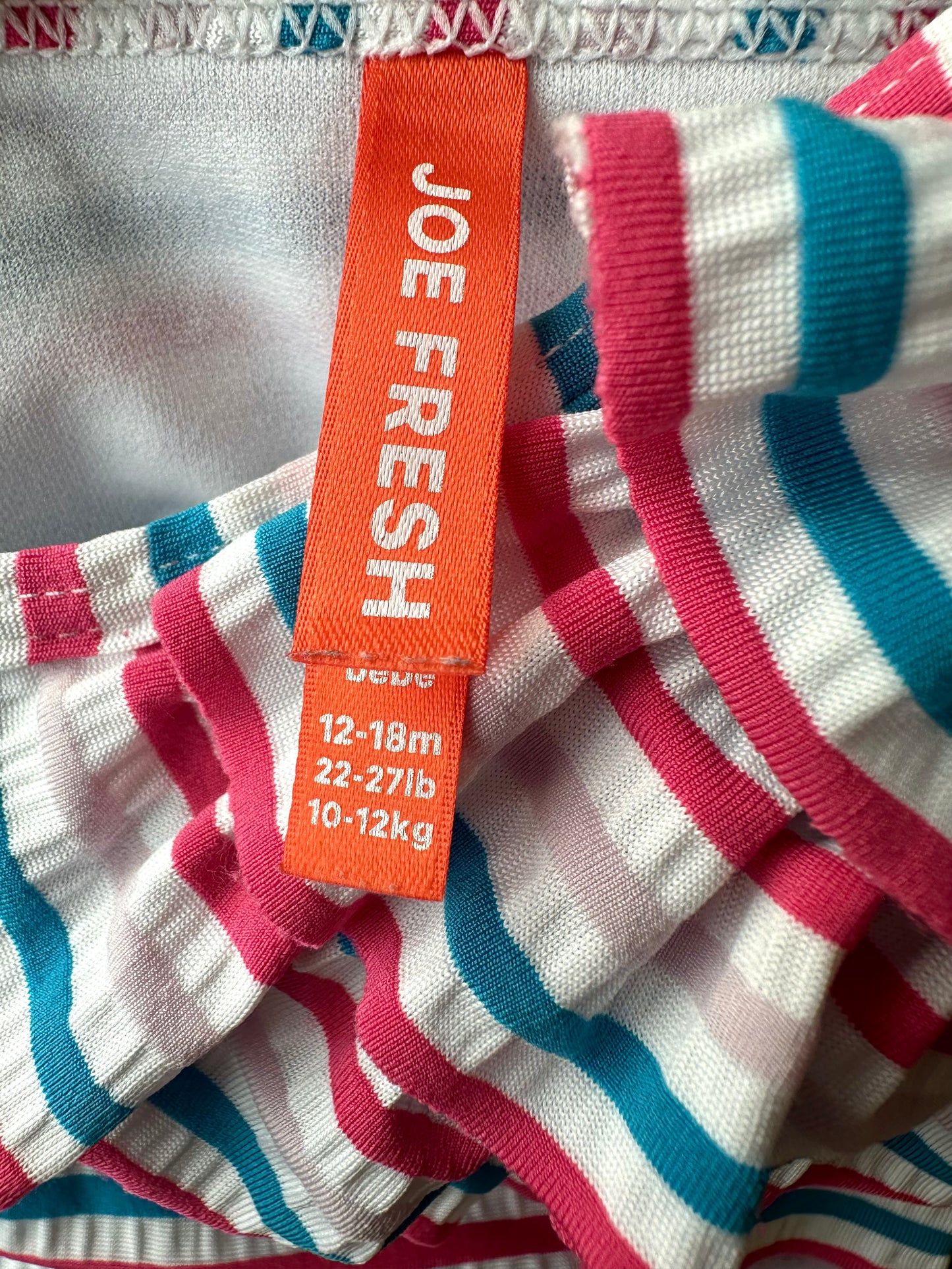 Striped Ruffle Swim Suit / 12-18m