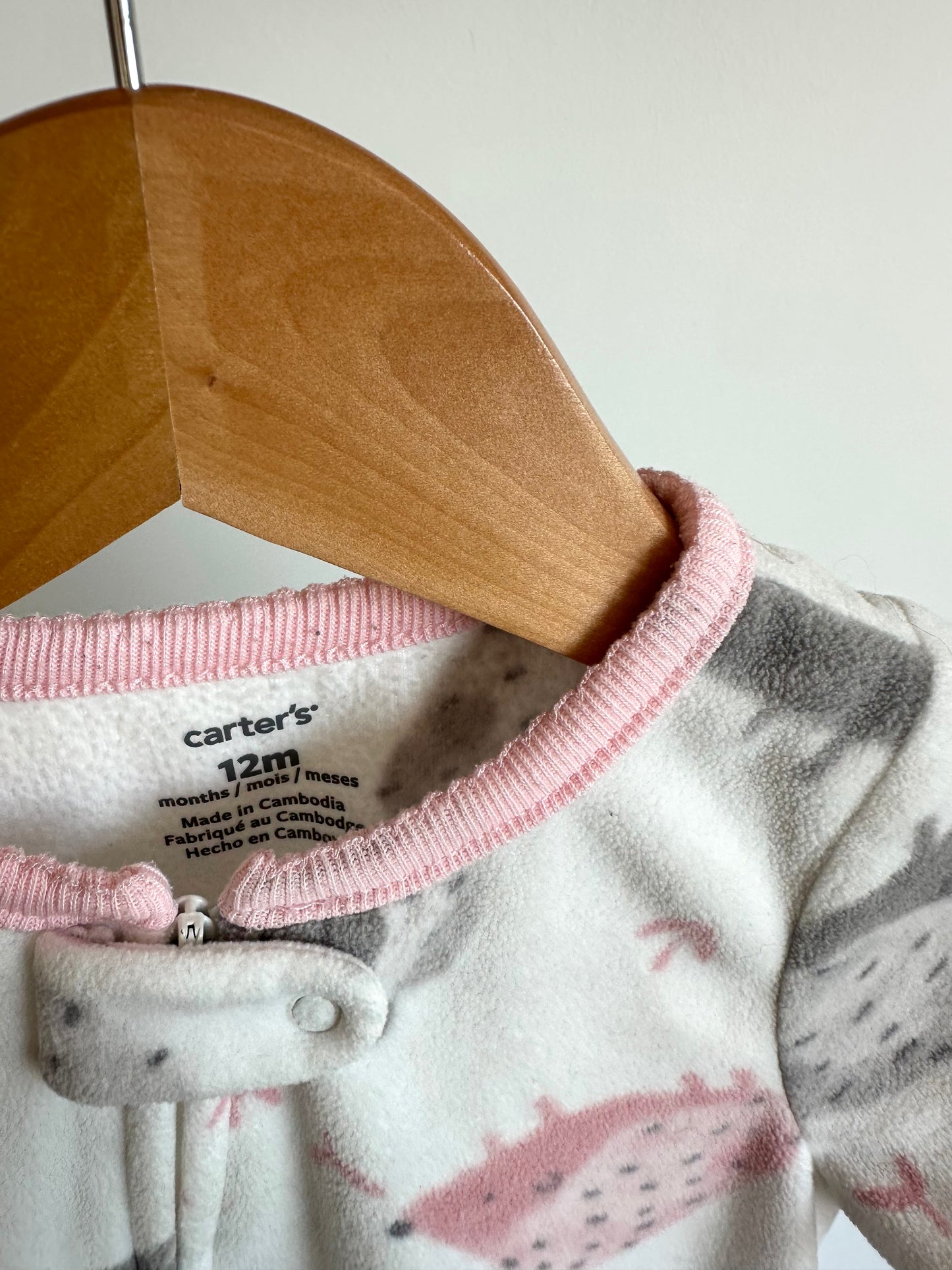 Hedgehog White Fleece Sleeper / 12m