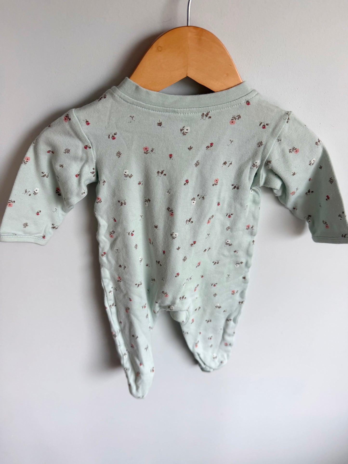 Dusty Blue Floral Sleeper / 3-6m