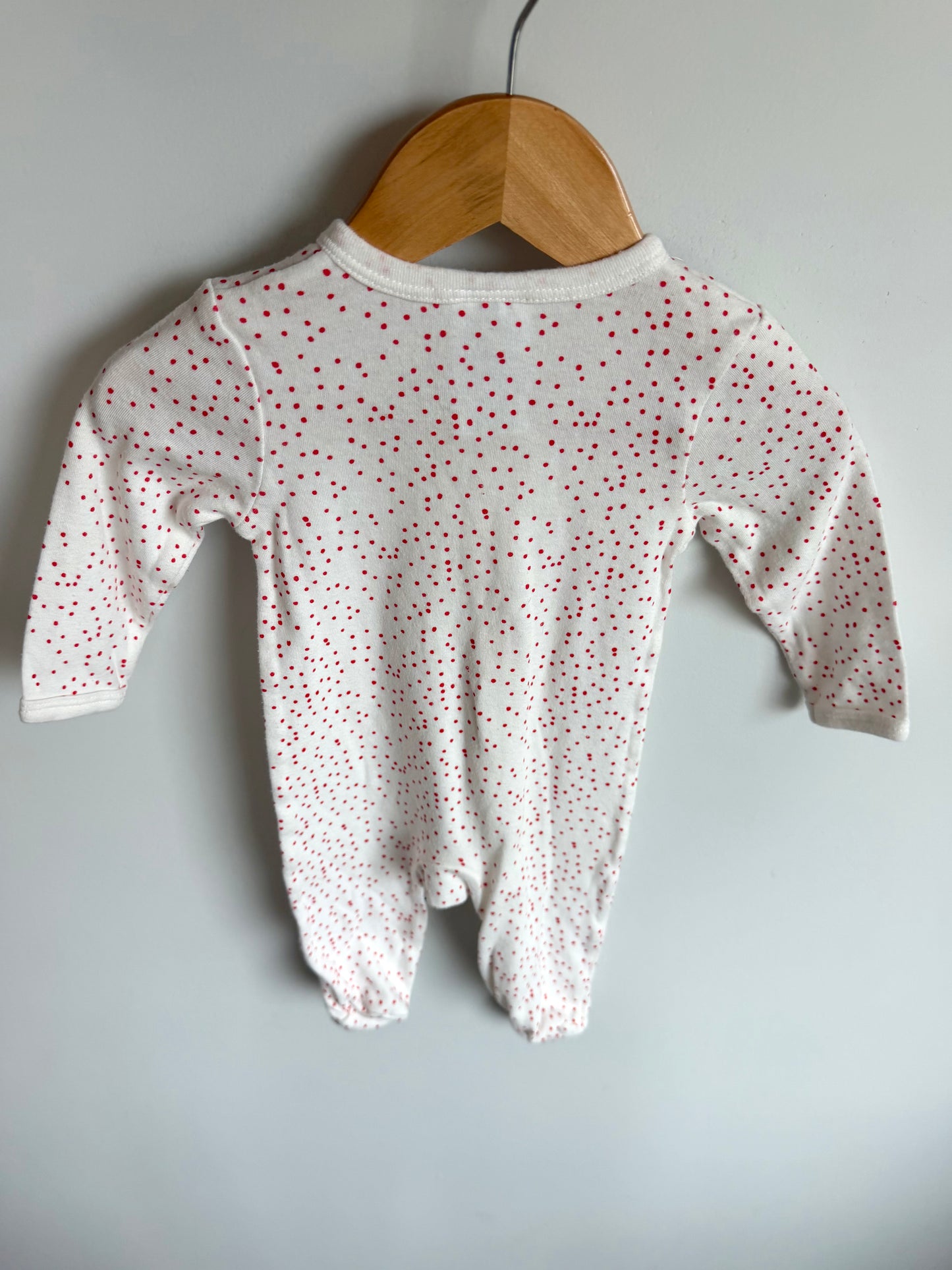 Blue Flower Embroidery Dot Sleeper / 6-9m