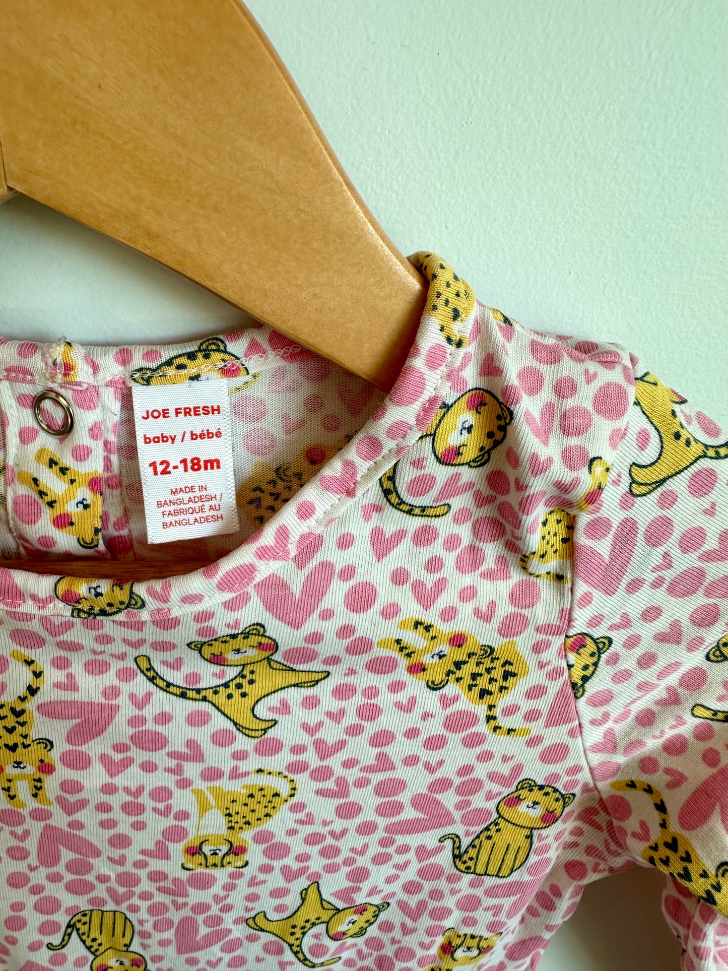 Lepoard Heart Long Sleeve Jumpsuit / 12-18m