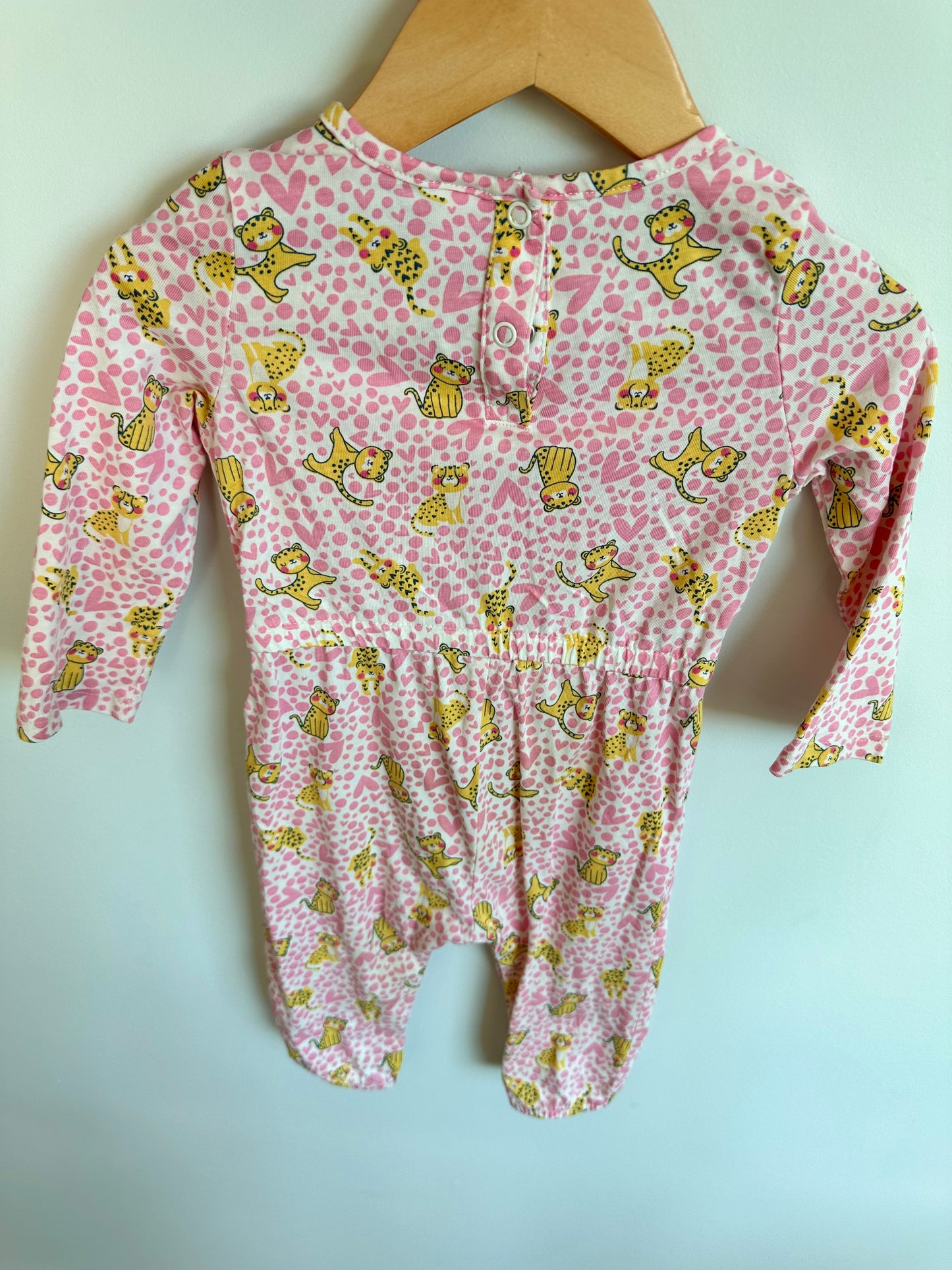 Lepoard Heart Long Sleeve Jumpsuit / 12-18m
