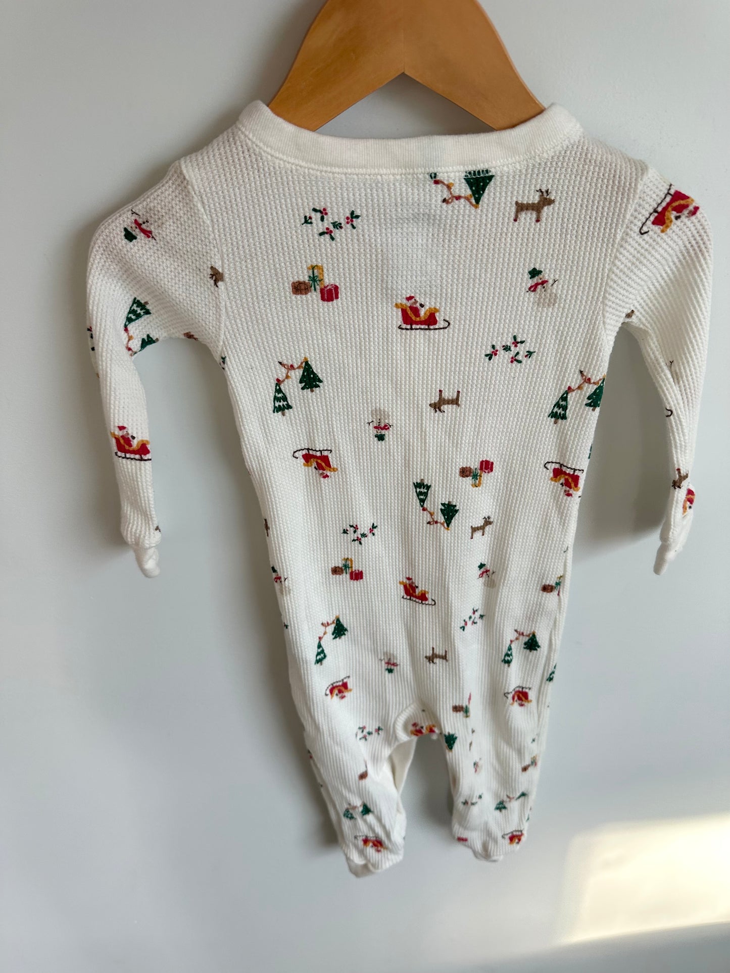 Waffle Knit Santa Sleeper / 18m