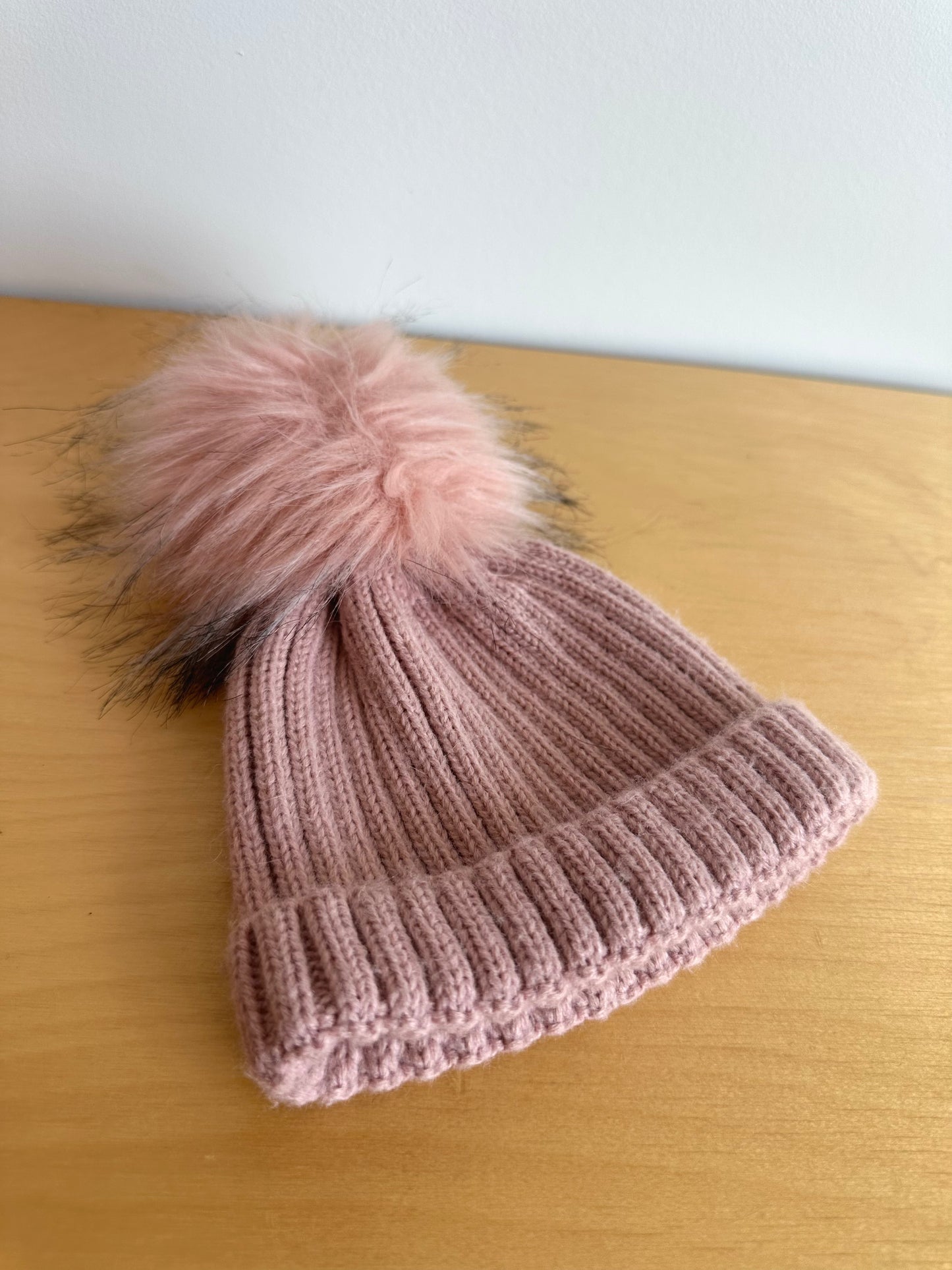Pink Knit Toque with Pom Pom / 0-6m