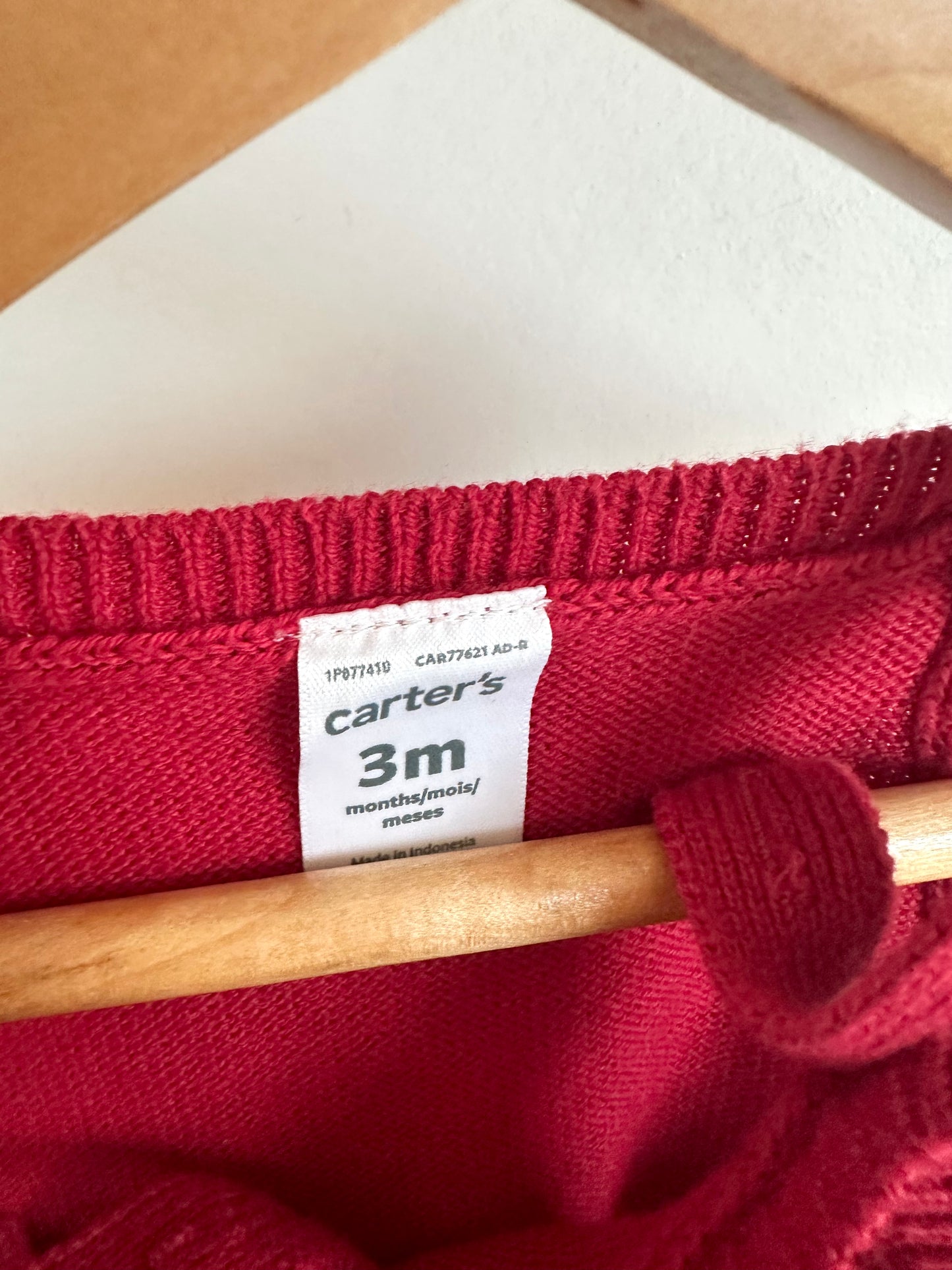 Red Knit Gingerbread Overalls / 3m