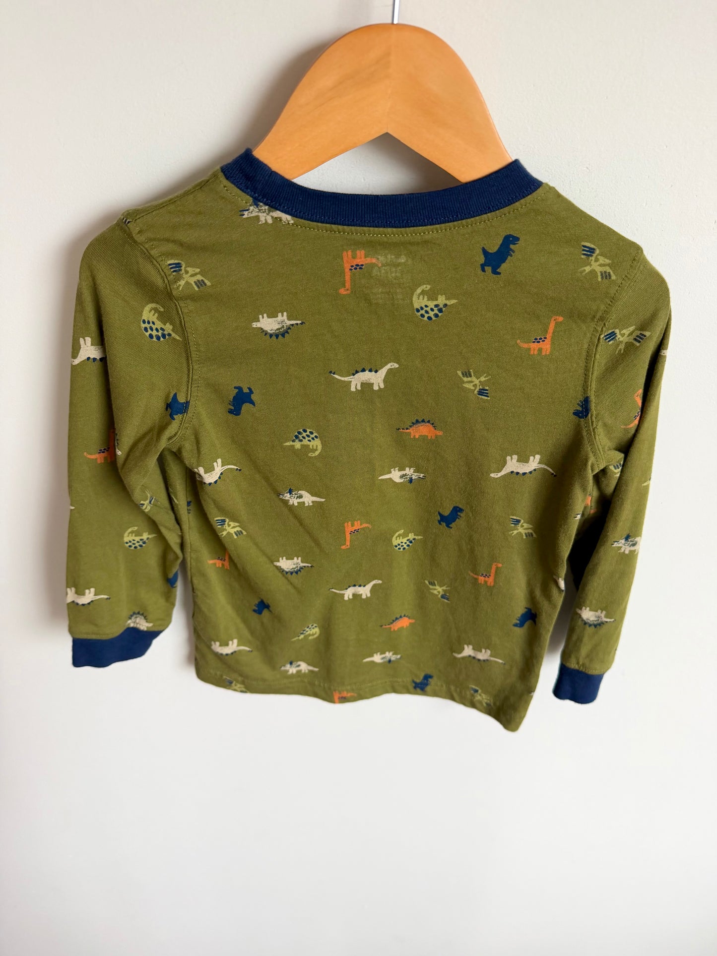Green Dino Pattern Long Sleeve Top / 3T