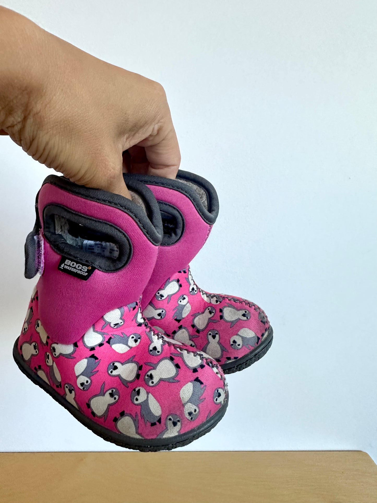 Bogs Pink Penguin Waterproof Boots / Size 4 Toddler